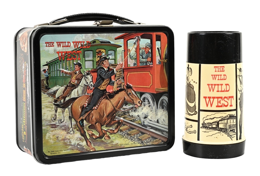 THE WILD WILD WEST EMBOSSED METAL LUNCH BOX WITH THERMOS