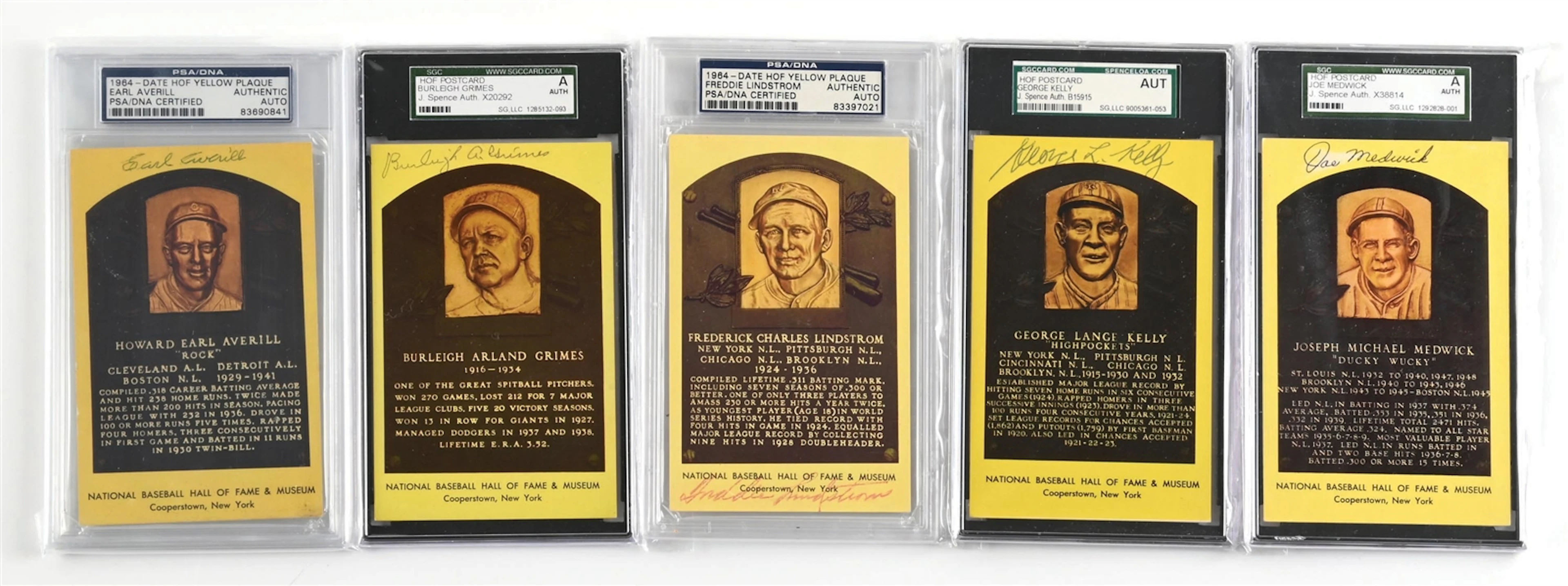 LOT OF 5: YELLOW HOF PLAQUE