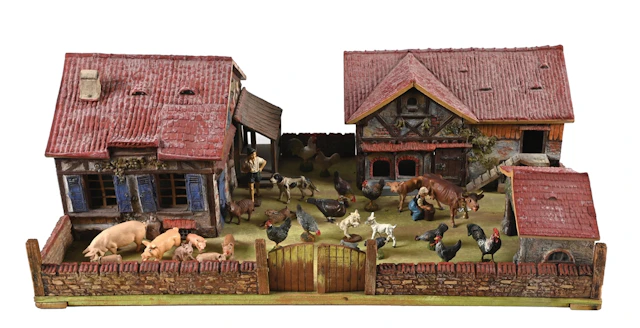 3-BUILDING UNIT WITH FARM, BARN, & STABLE, 30 PIECES