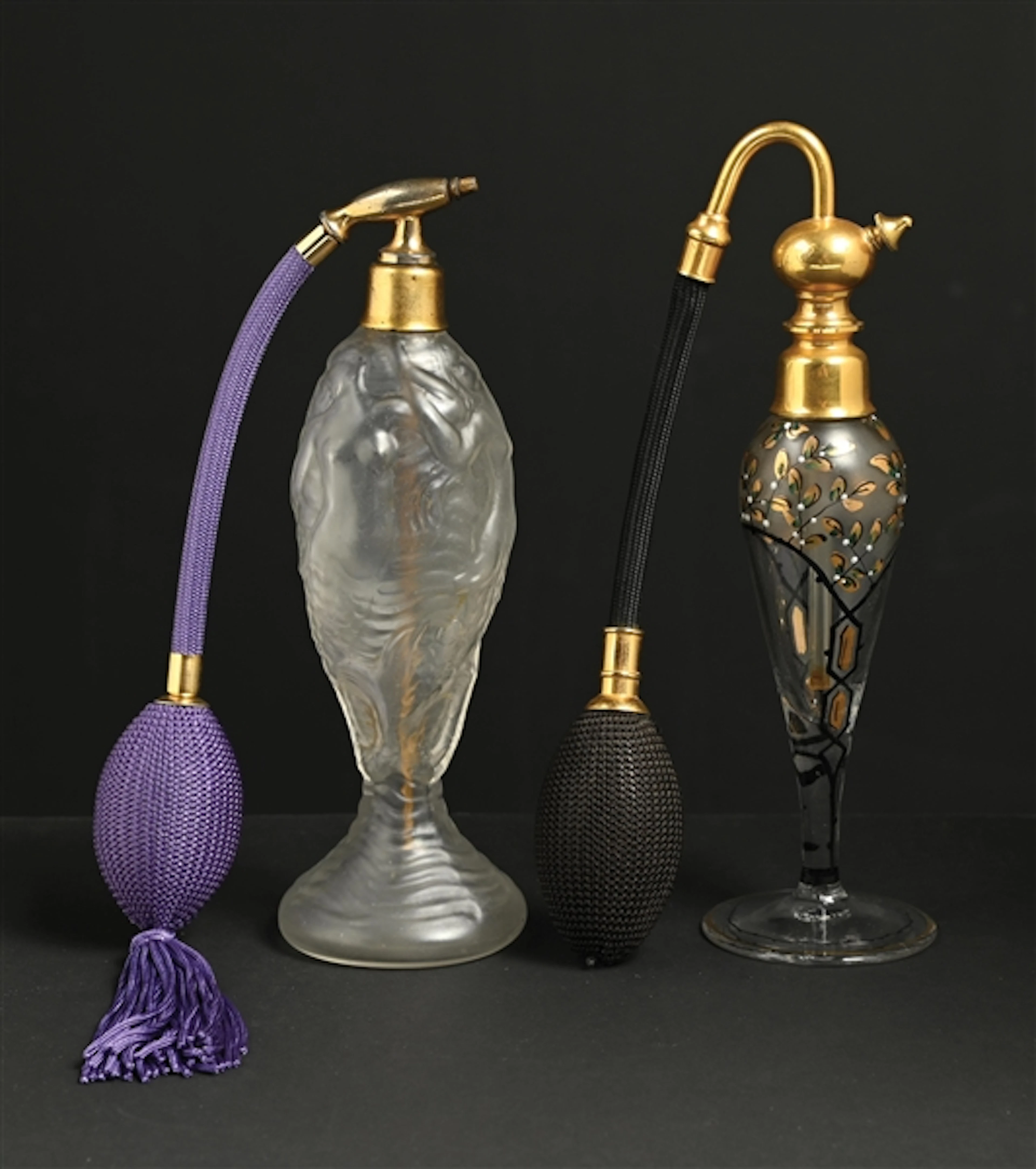 LOT OF 2: VINTAGE GLASS PERFUMES WITH ATOMIZERS
