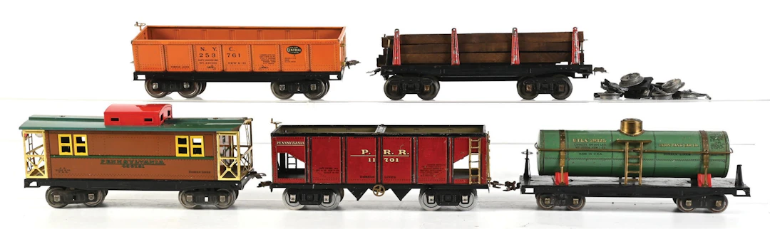 LOT OF 5: DORFAN PREWAR STANDARD GAUGE ASSORTED FREIGHT CARS
