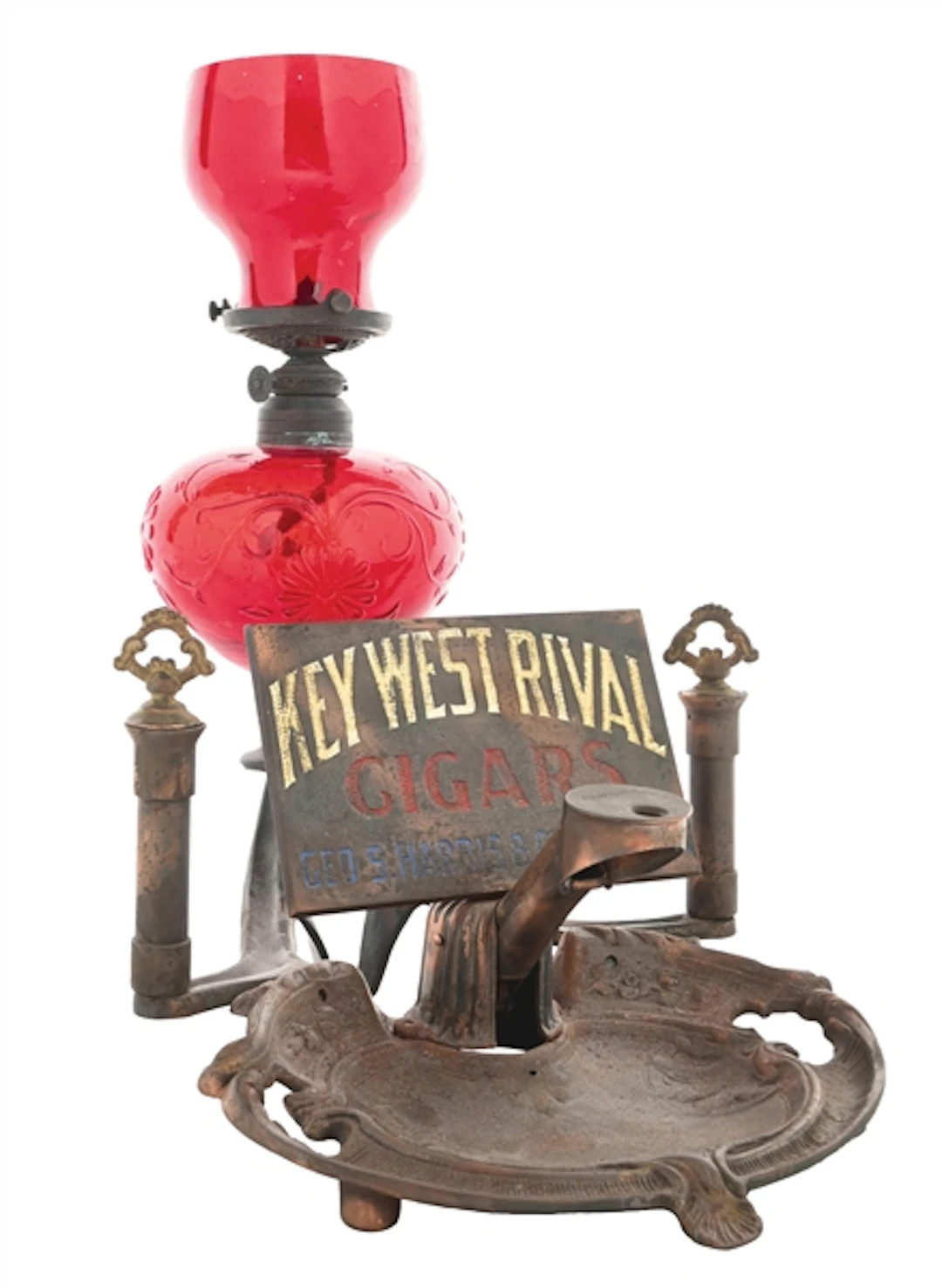 CAST IRON COUNTERTOP COMMERCIAL ADVERTISING CIGAR CUTTER & LIGHTER