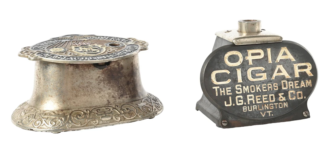 PAIR OF CAST IRON COMMERCIAL ADVERTISING CIGAR CUTTERS