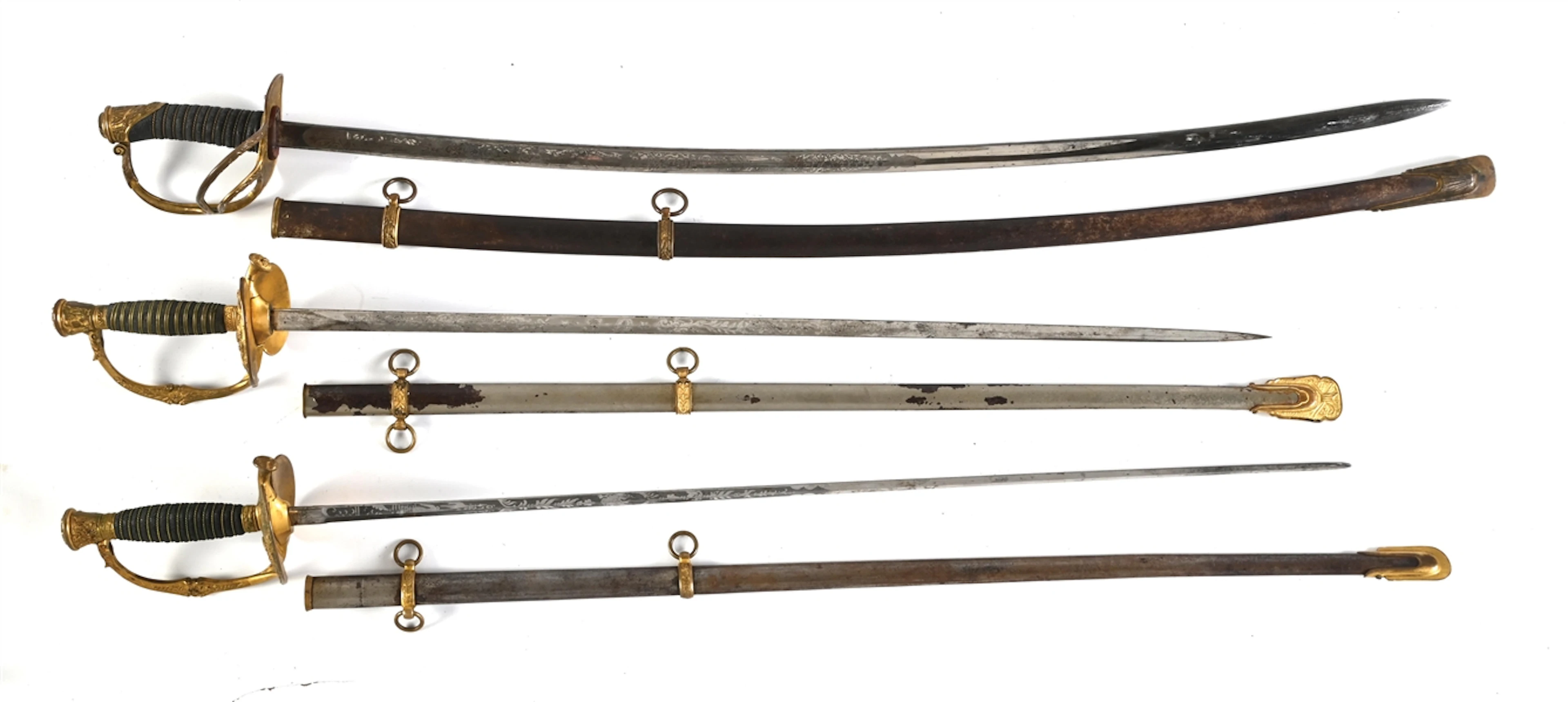 LOT OF 3: US INDIAN WARS M1872 CAVALRY SABER AND M1872 STAFF AND FIELD