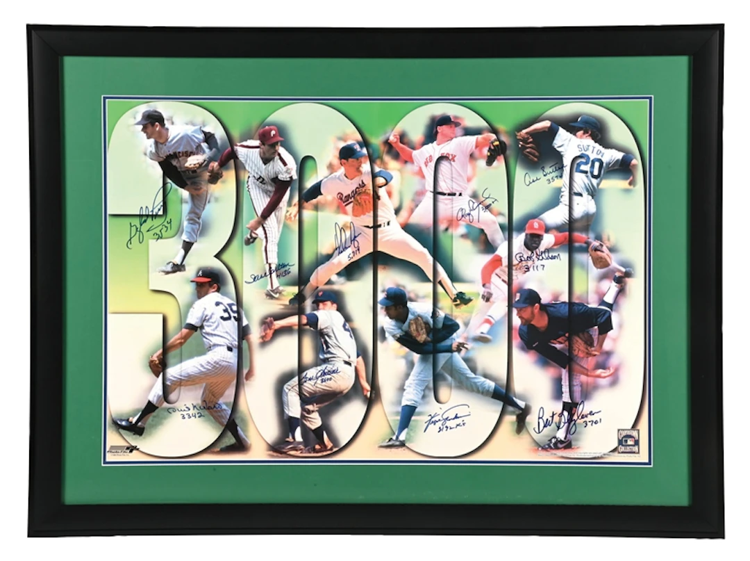 1998 SIGNED MAJOR LEAGUE BASEBALL 3OOO STRIKEOUTS FRAMED COLOR PHOTO