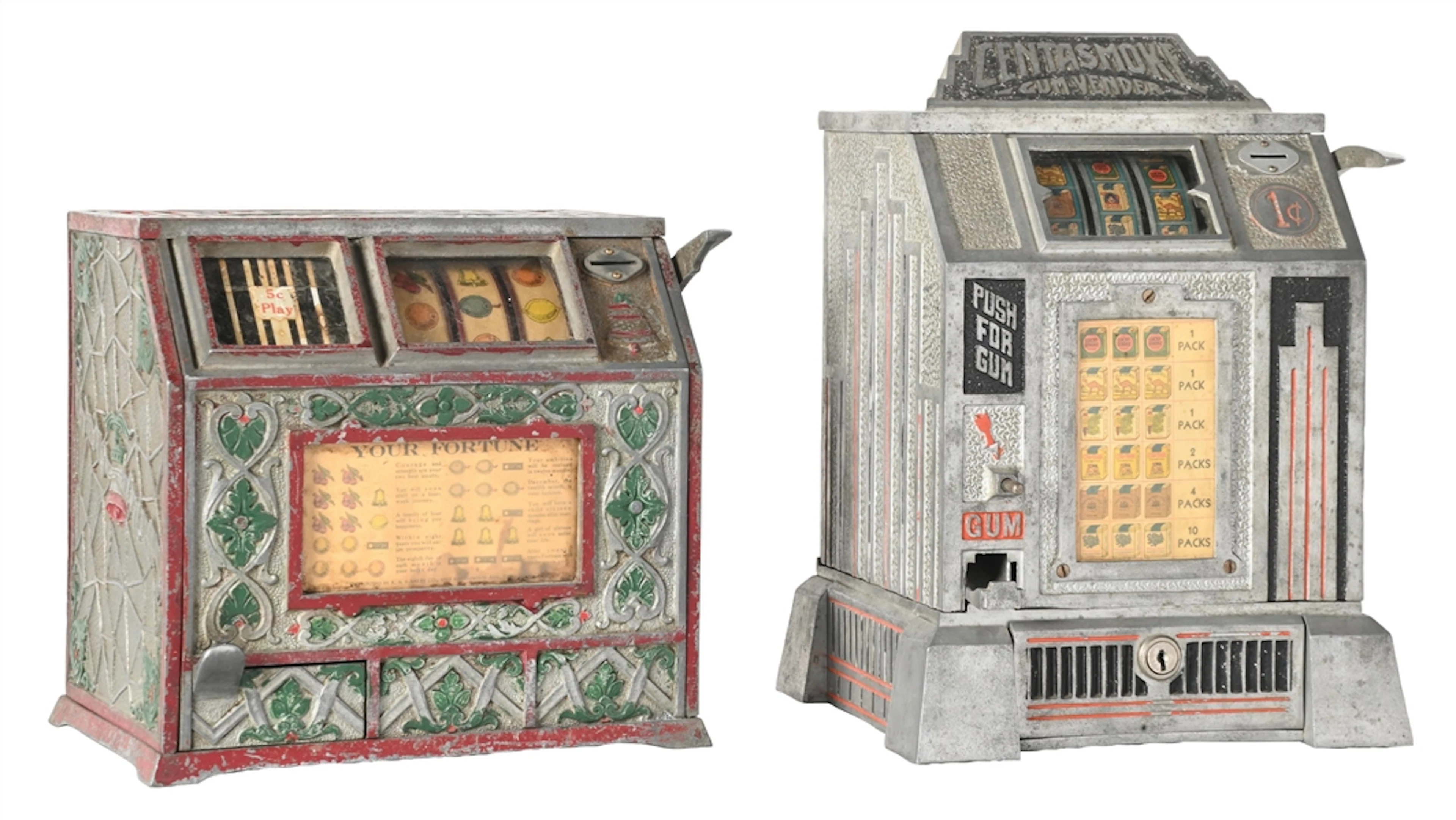A PAIR OF TRADE STIMULATORS: 1¢ PURITAN AND 1¢ CENTA-SMOKE WITH GUM VENDING