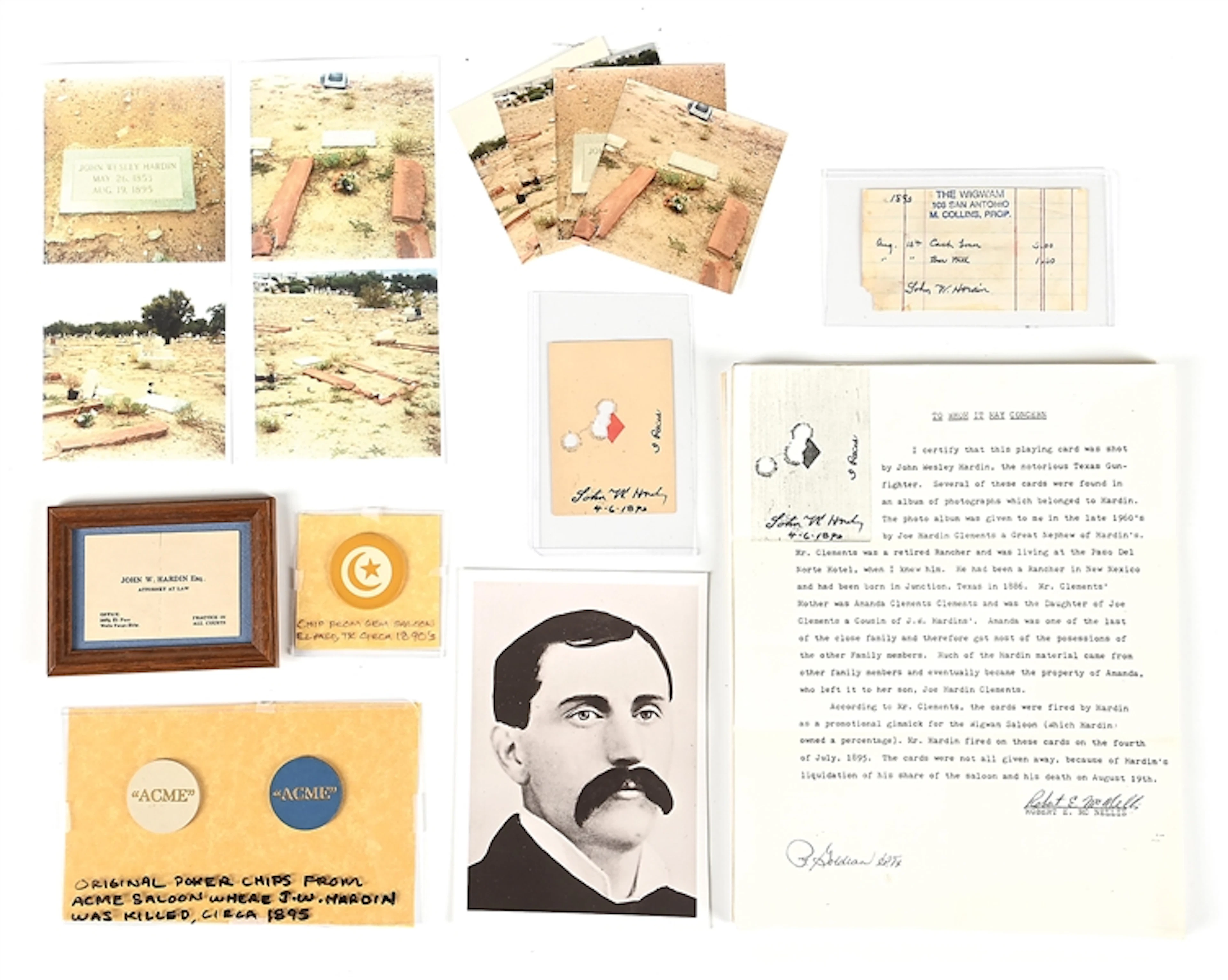LARGE LOT OF JOHN HARDIN ARTIFACTS