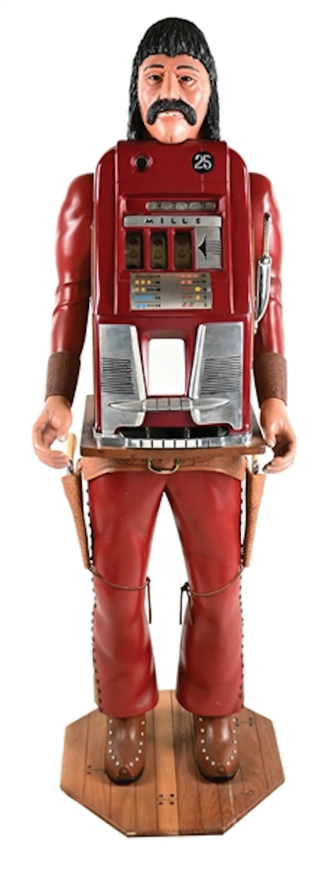 25¢ MILLS NOVELTY CO. LIFE-SIZE BANDIT/COWBOY WITH MILLS HI-TOP SLOT MACHINE