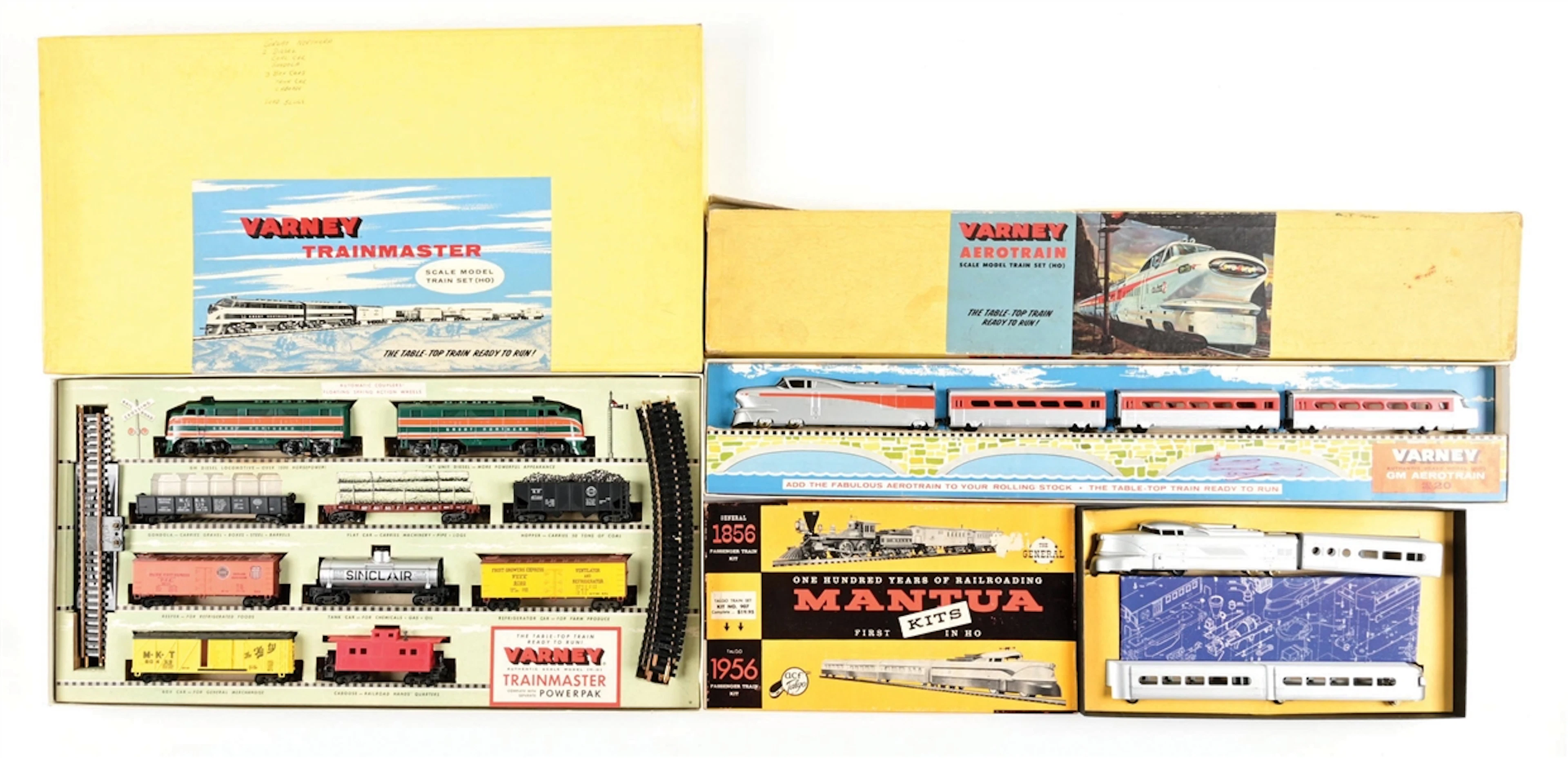 LOT OF 3: HO-GA. VARNEY & MANTUA TRAIN SETS W/ ORIGINAL BOXES