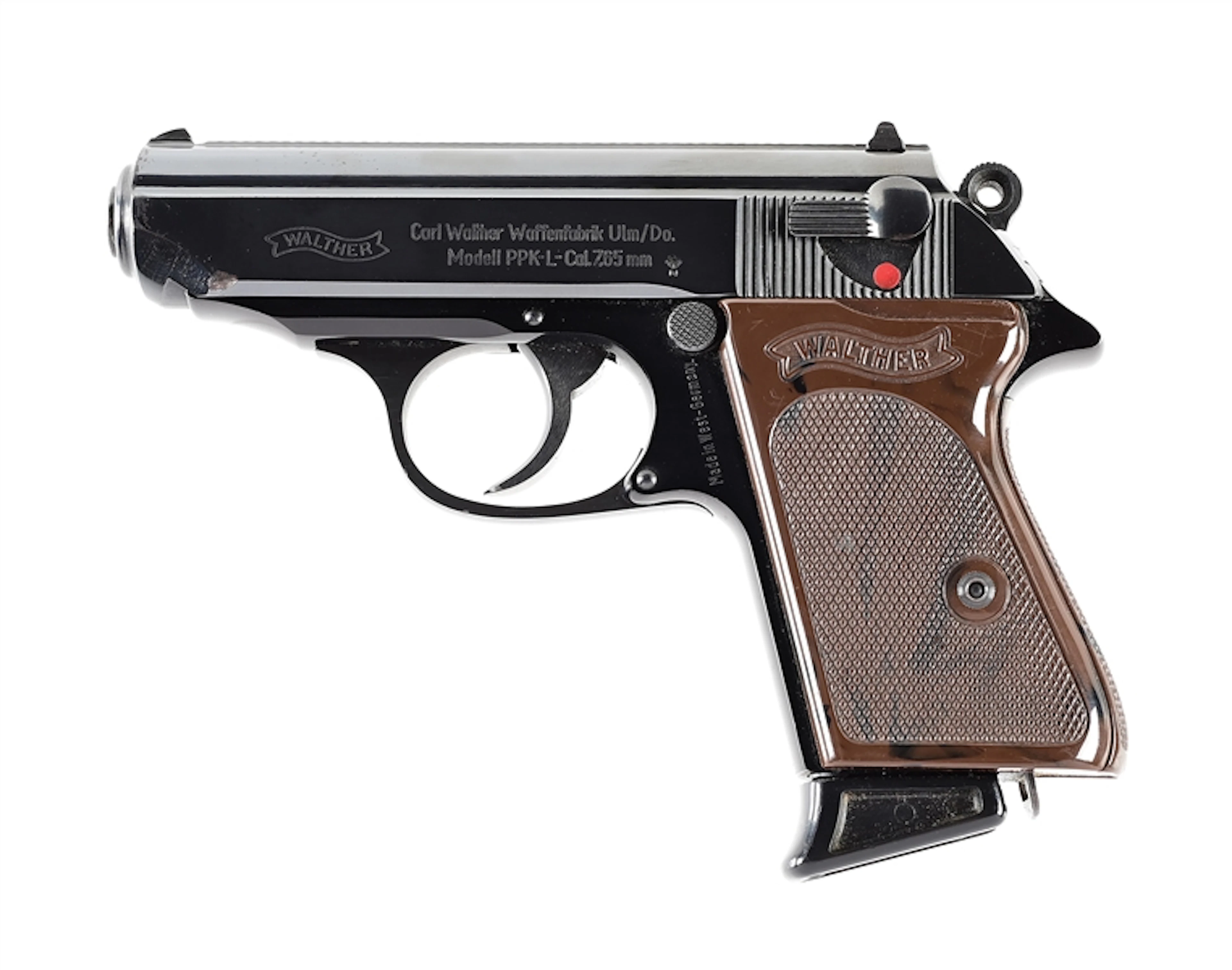(C) DURAL FRAME WALTHER PPK-L 7.65MM SEMI-AUTOMATIC PISTOL WITH BOX.