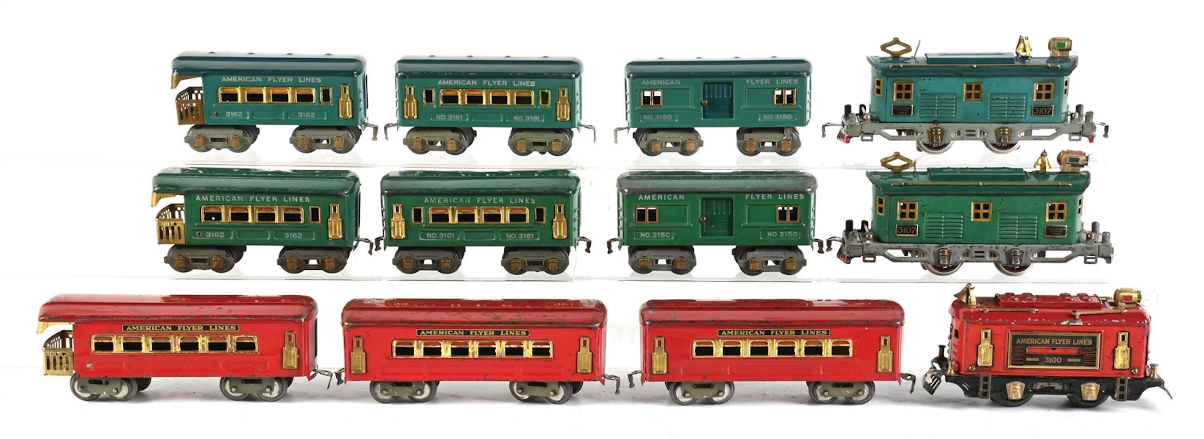 LOT OF 3: PRE-WAR AMERICAN FLYER O-GA. PASSENGER SETS