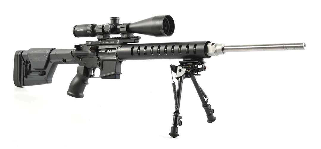 (M) OLYMPIC ARMS MODEL P.C.R. SEMI-AUTOMATIC RIFLE WITH NIGHTFORCE SCOPE.