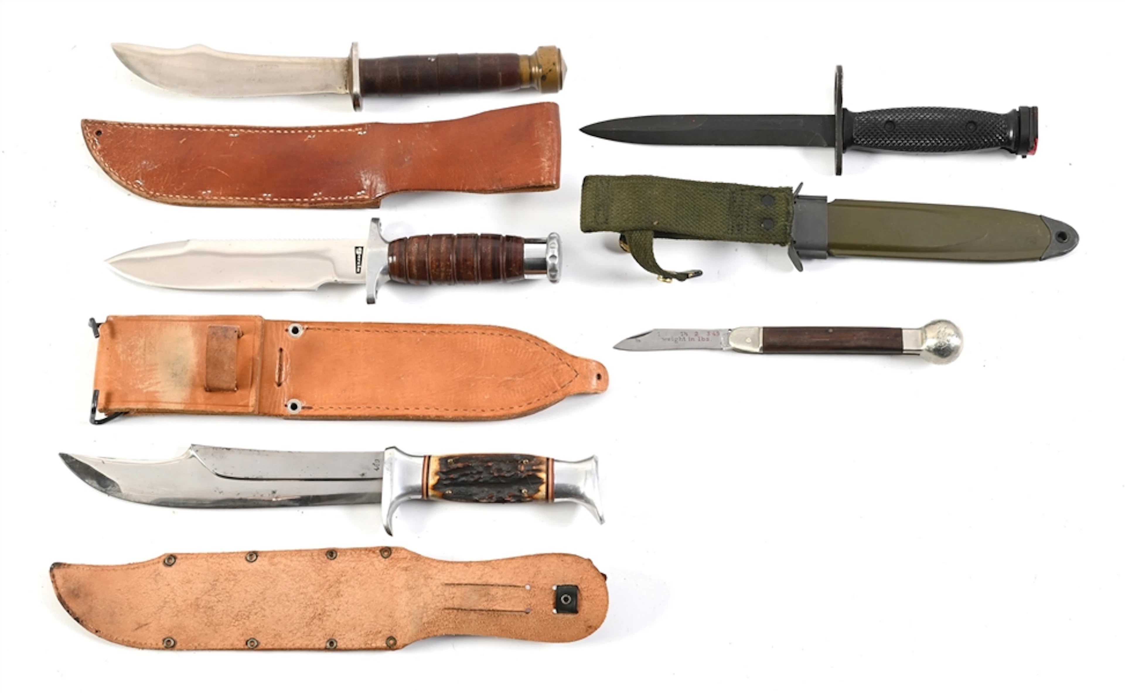 LOT OF 5: KNIVES AND BAYONET.