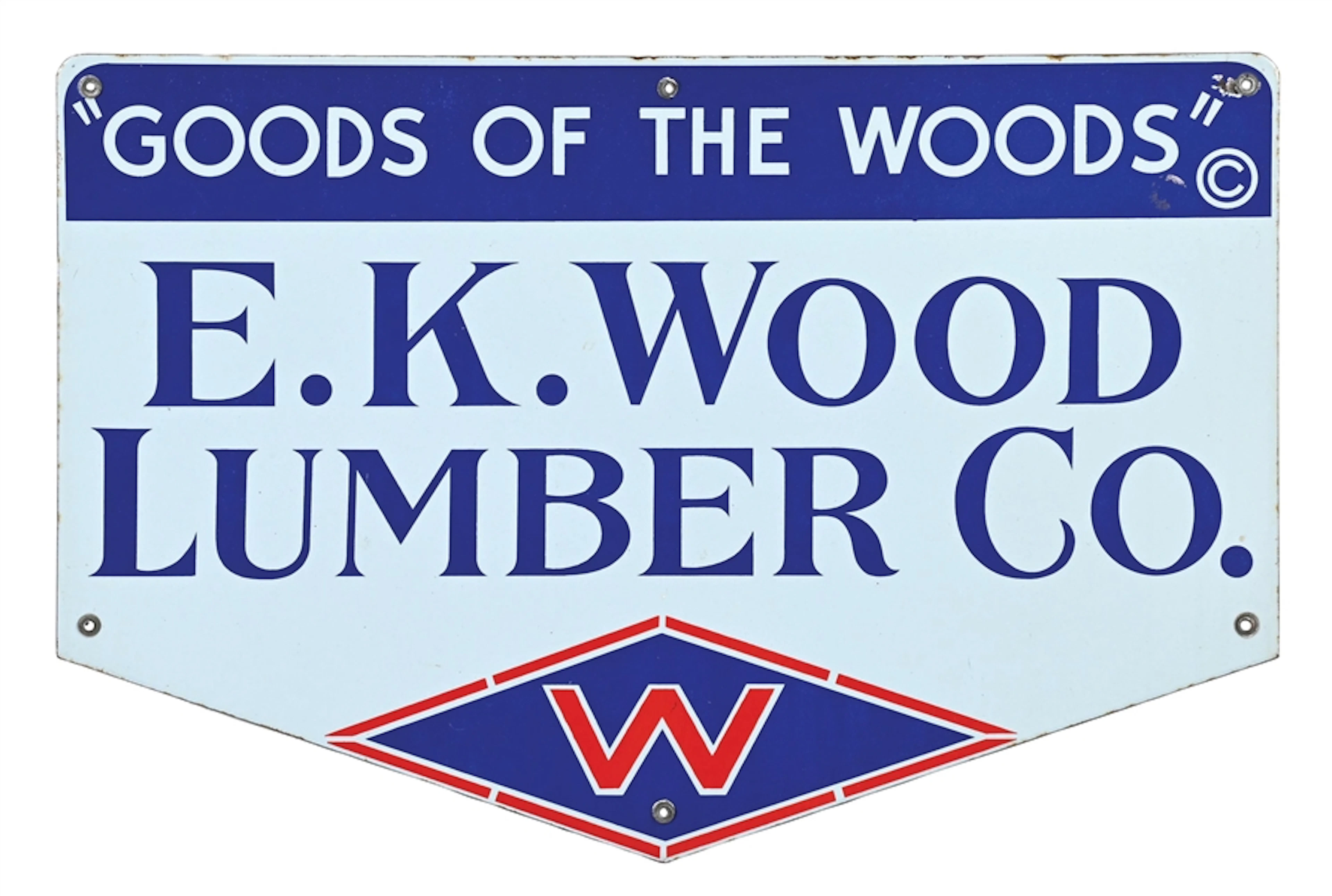 E.K. WOOD LUMBER CO. PORCELAIN SIGN