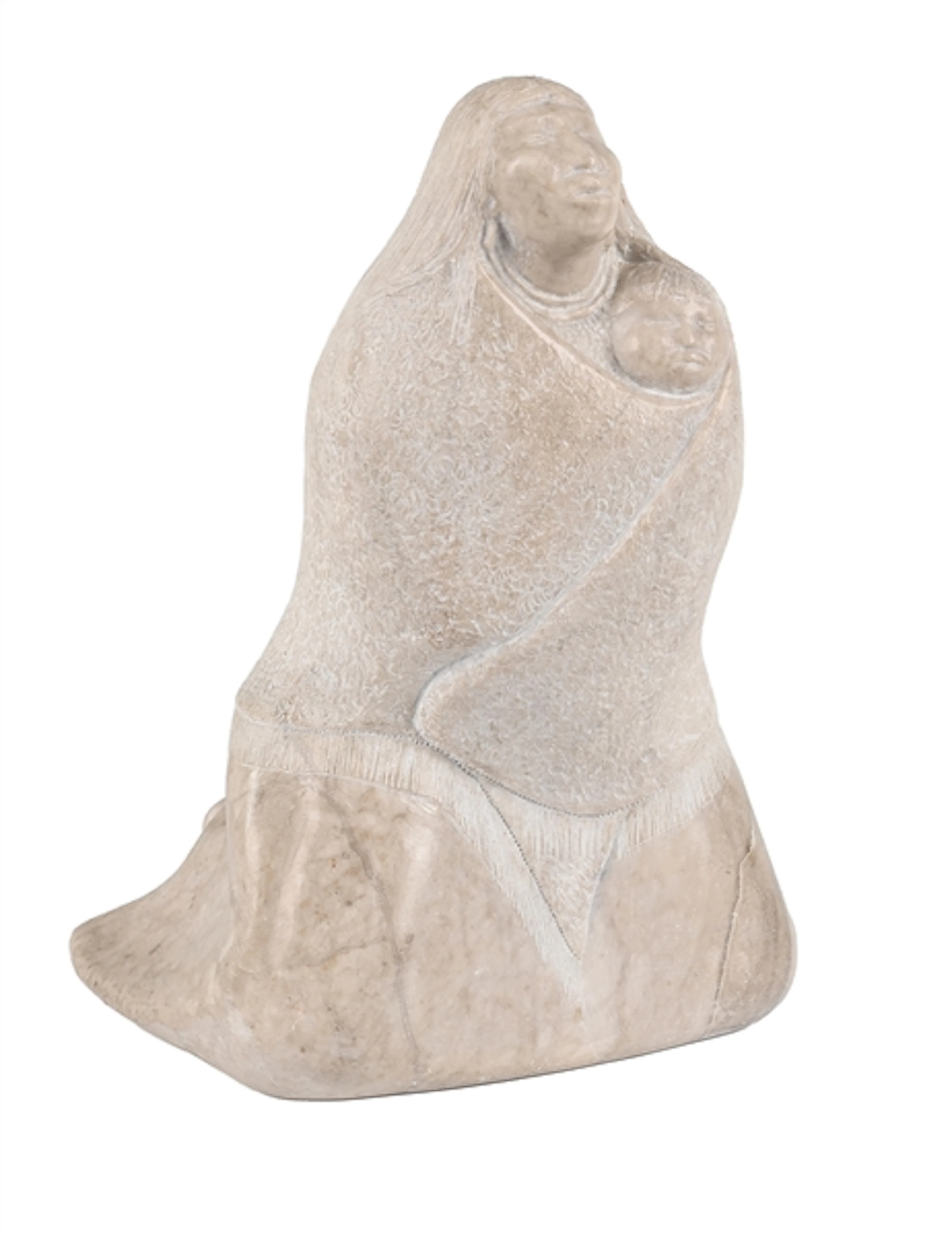 ALLAN HOUSER (CHIRICAHAU APACHE, 1914-1994) MOTHER & CHILD ALABASTER SCULPTURE