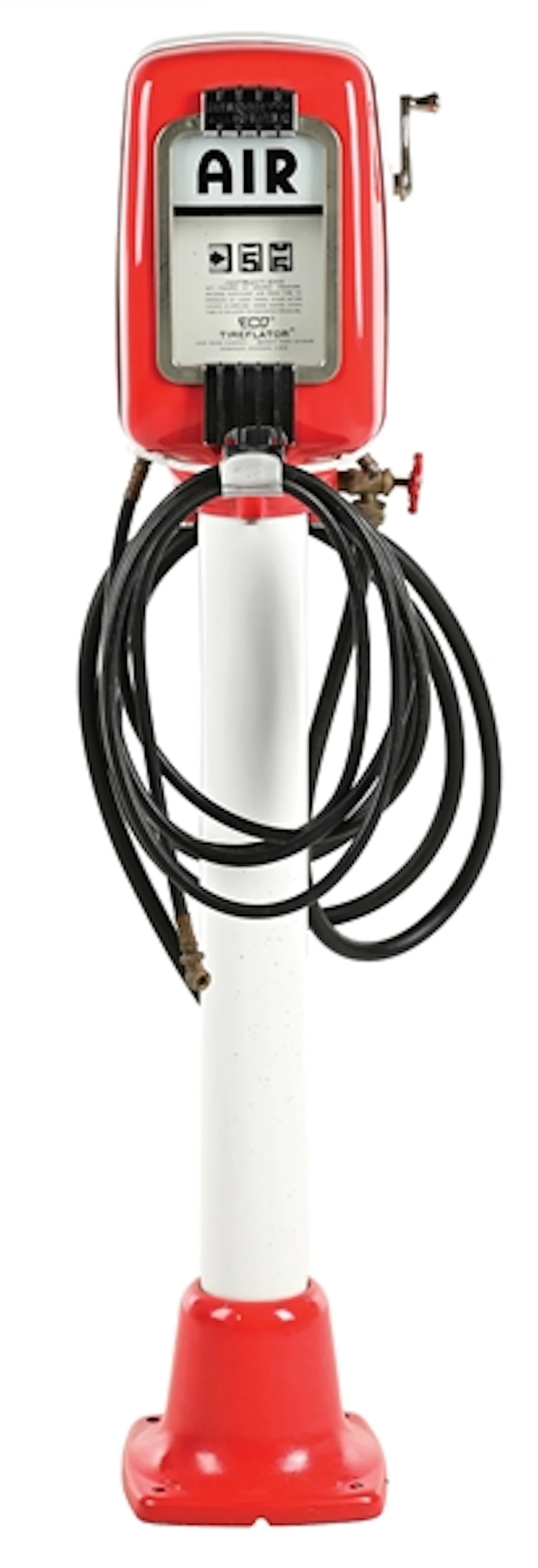 ECO TIREFLATOR SERVICE STATION AIR METER & WATER DISPENSER W/ PEDESTAL BASE.