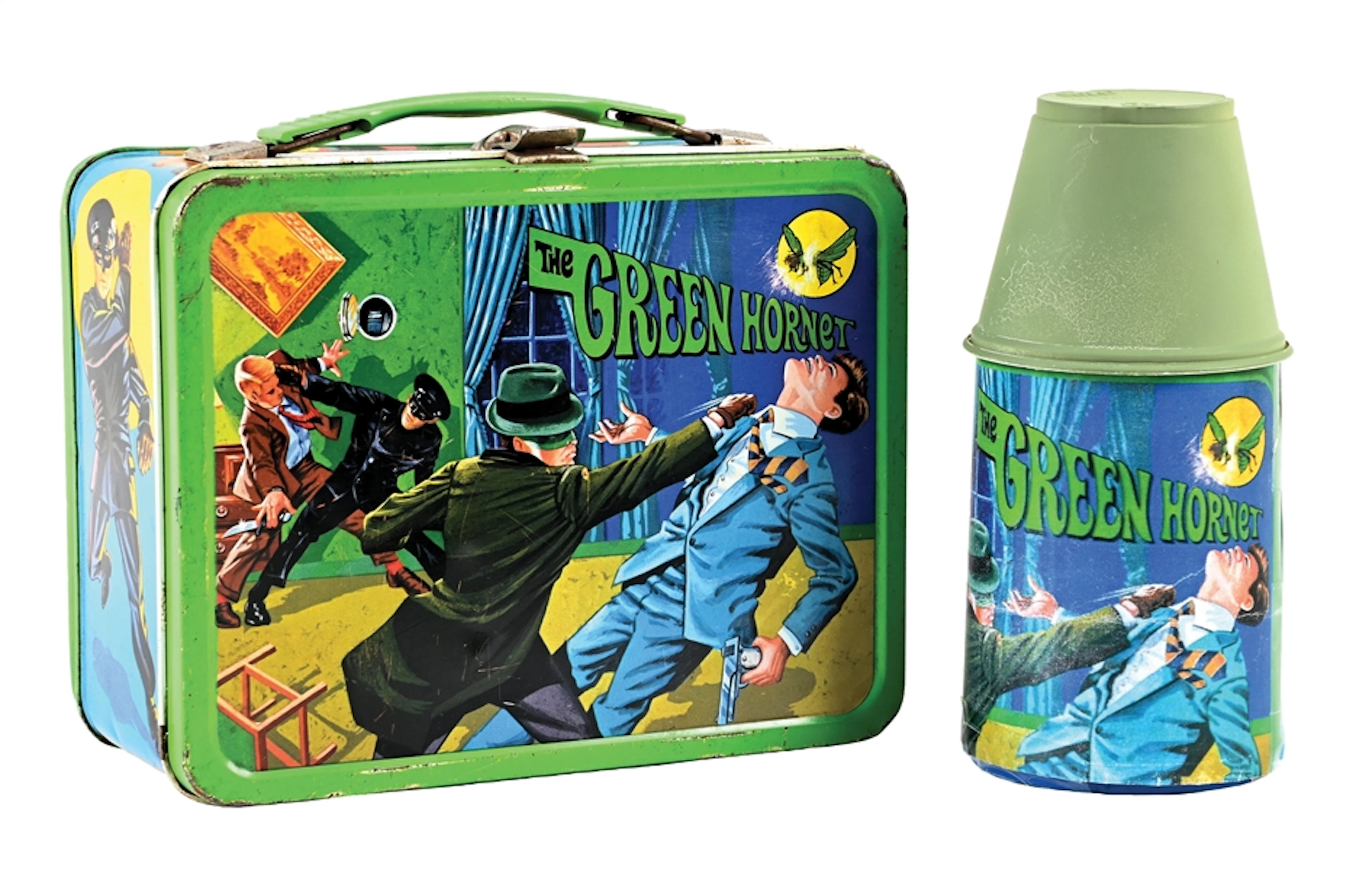 THE GREEN HORNET METAL LUNCH BOX WITH THERMOS