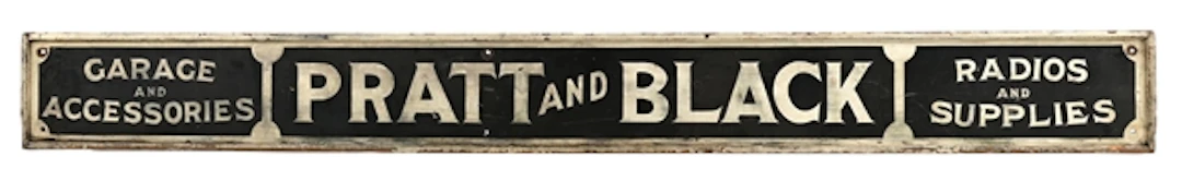 PRATT & BLACK GARAGE, RADIOS & ACCESSORIES HAND PAINTED WOOD SERVICE