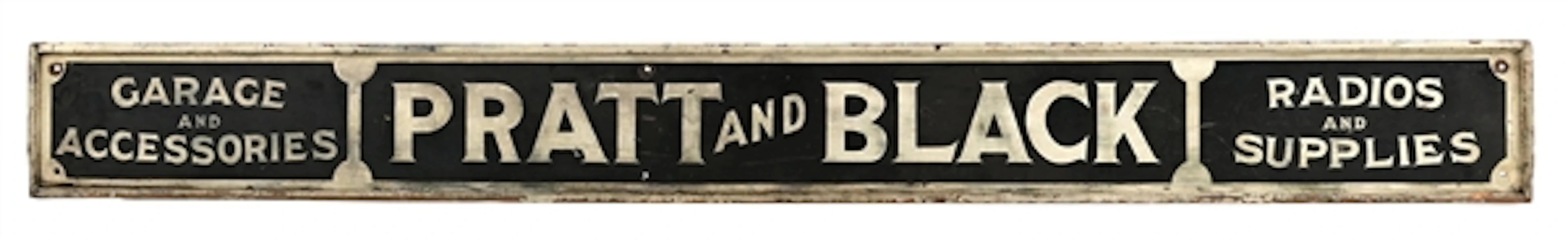 PRATT & BLACK GARAGE, RADIOS & ACCESSORIES HAND PAINTED WOOD SERVICE