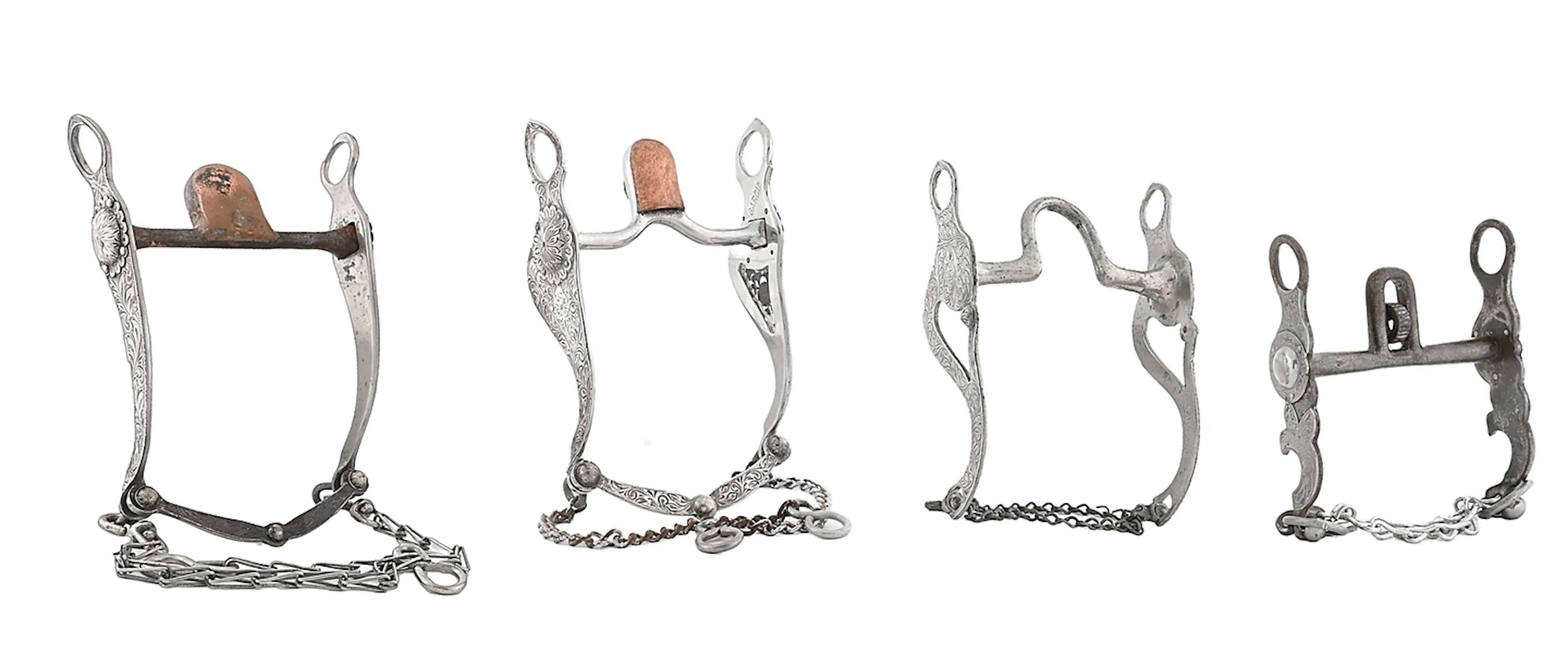 LOT OF 4: SILVER BRIDLE BITS