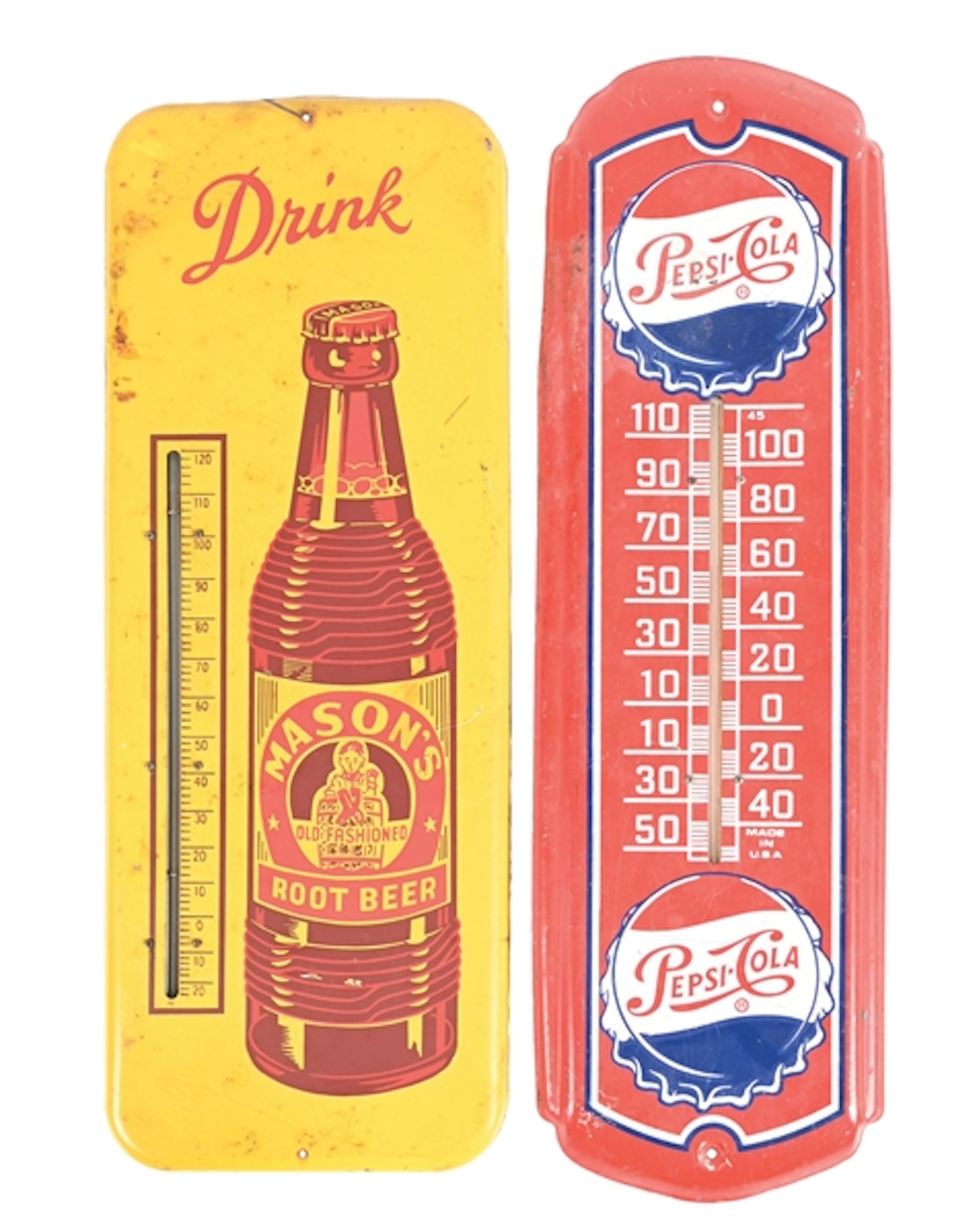 COLLECTION OF 2 SOFT DRINK ADVERTISING THERMOMETERS