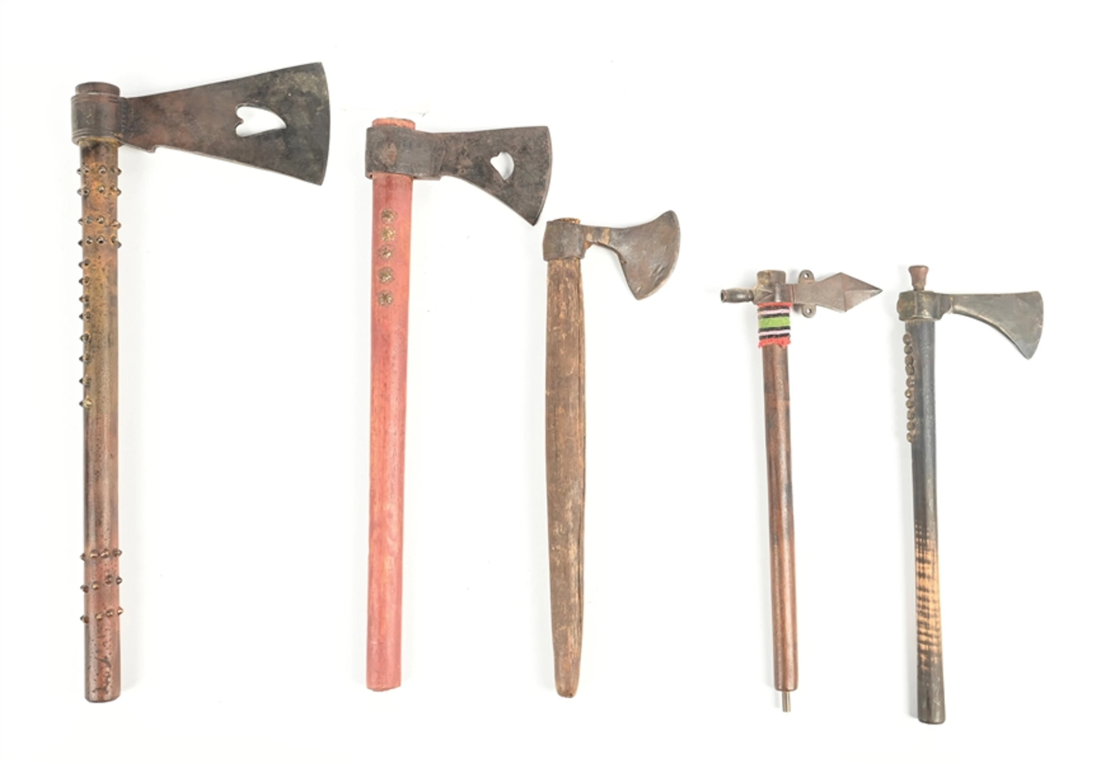 LOT OF 5: NORTHERN PLAINS-STYLE NATIVE AMERICAN PIPE TOMAHAWKS
