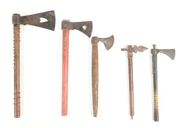 LOT OF 5: NORTHERN PLAINS-STYLE NATIVE AMERICAN PIPE TOMAHAWKS