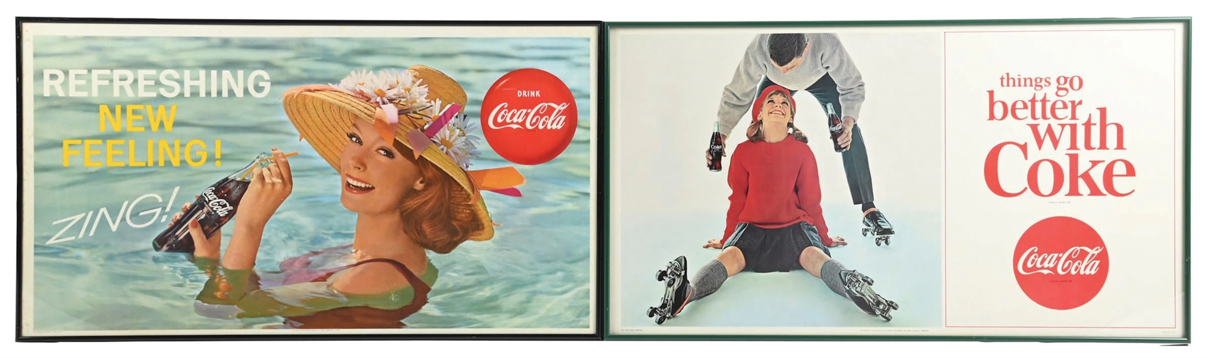 PAIR OF FRAMED COCA-COLA ADVERTISEMENTS