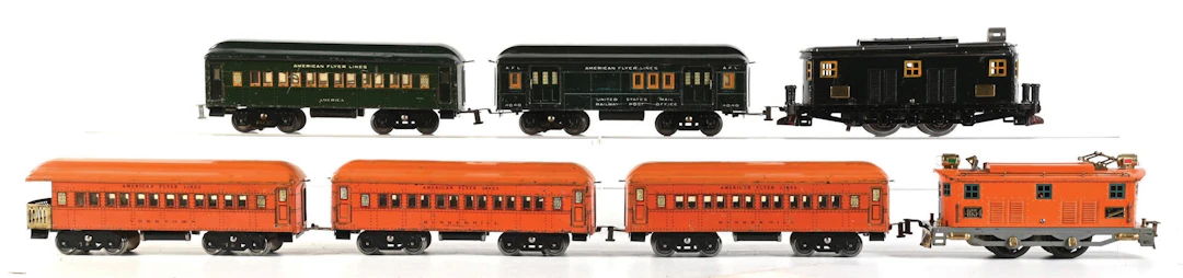 LOT OF 7: AMERICAN FLYER STD-GA. TRAIN SETS, LOCOS NO. 4000 & 4654