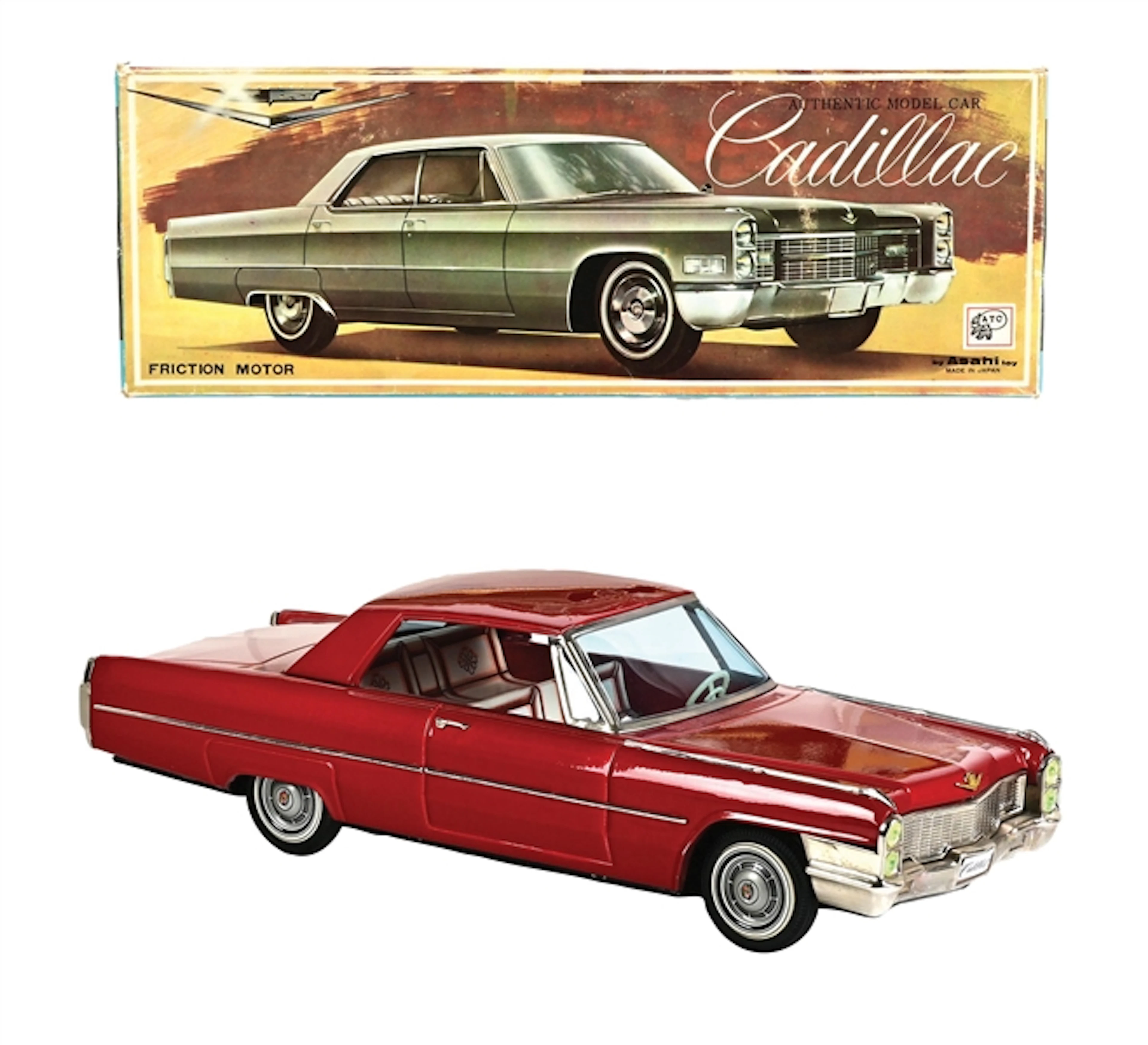 1965 TIN LITHO FRICTION ATC CADILLAC IN ORIGINAL BOX
