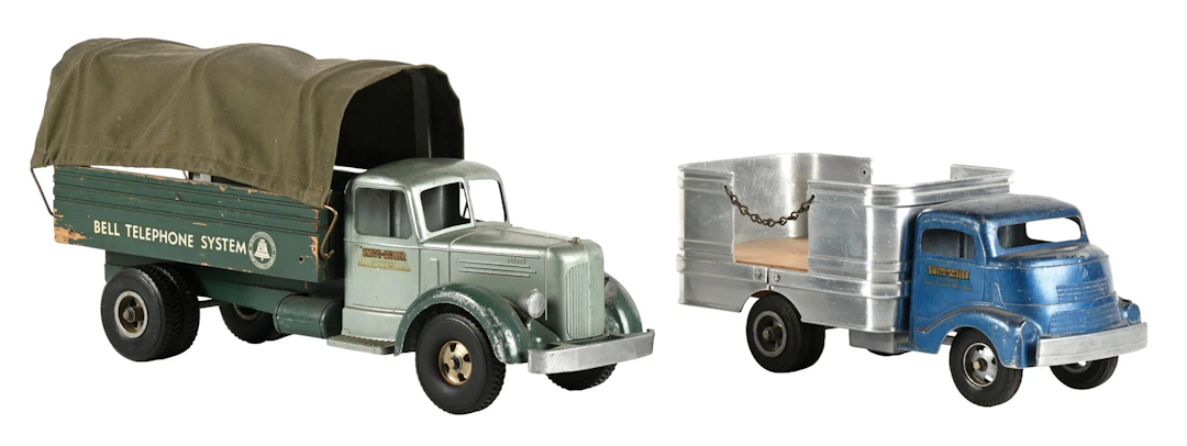 LOT OF 2: SMITH MILLER BARREL AND BELL TELEPHONE SYSTEM ARMY UTILITY TRUCKS