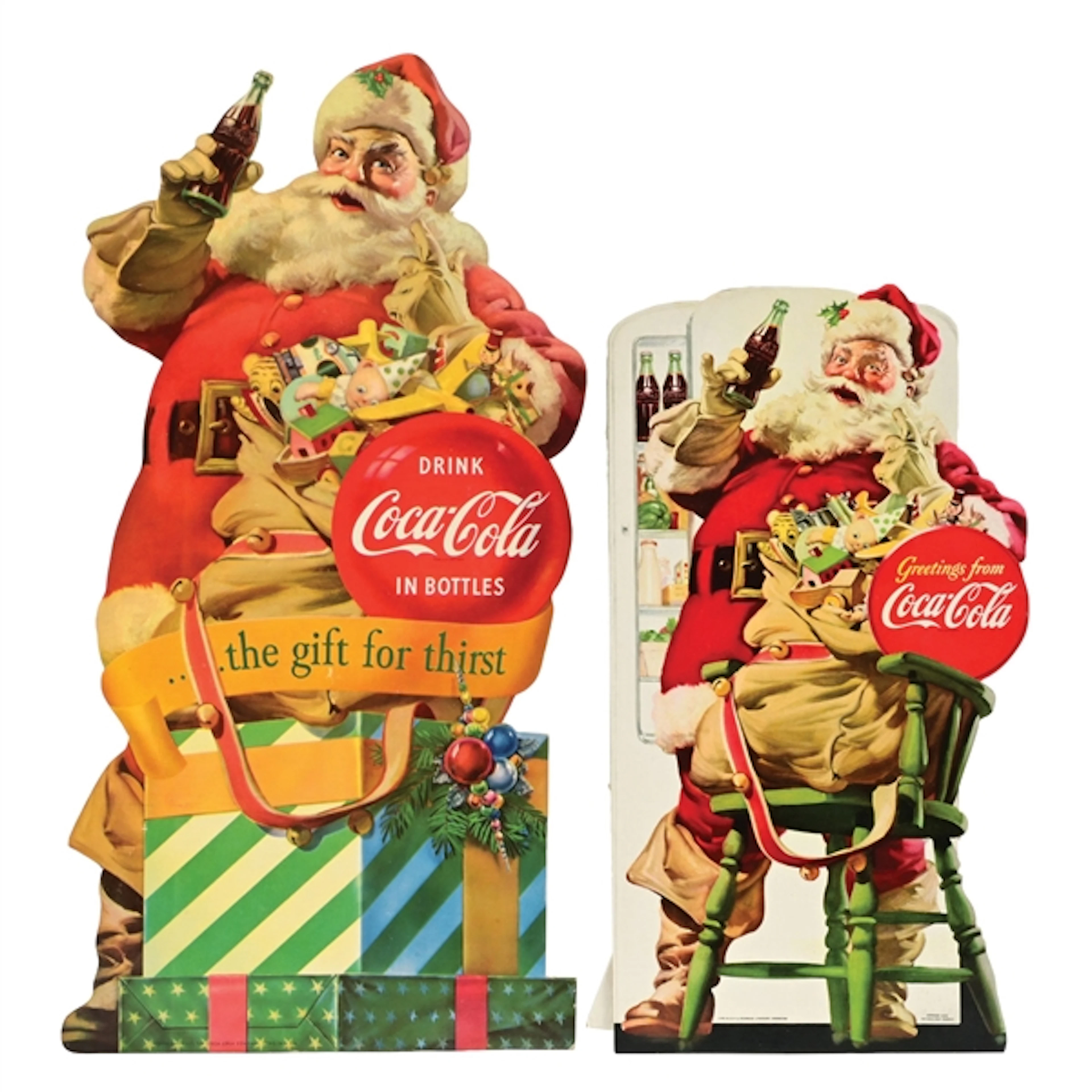 COLLECTION OF 2: CHRISTMAS COCA-COLA CARDBOARD SANTA CLAUS SIGNS