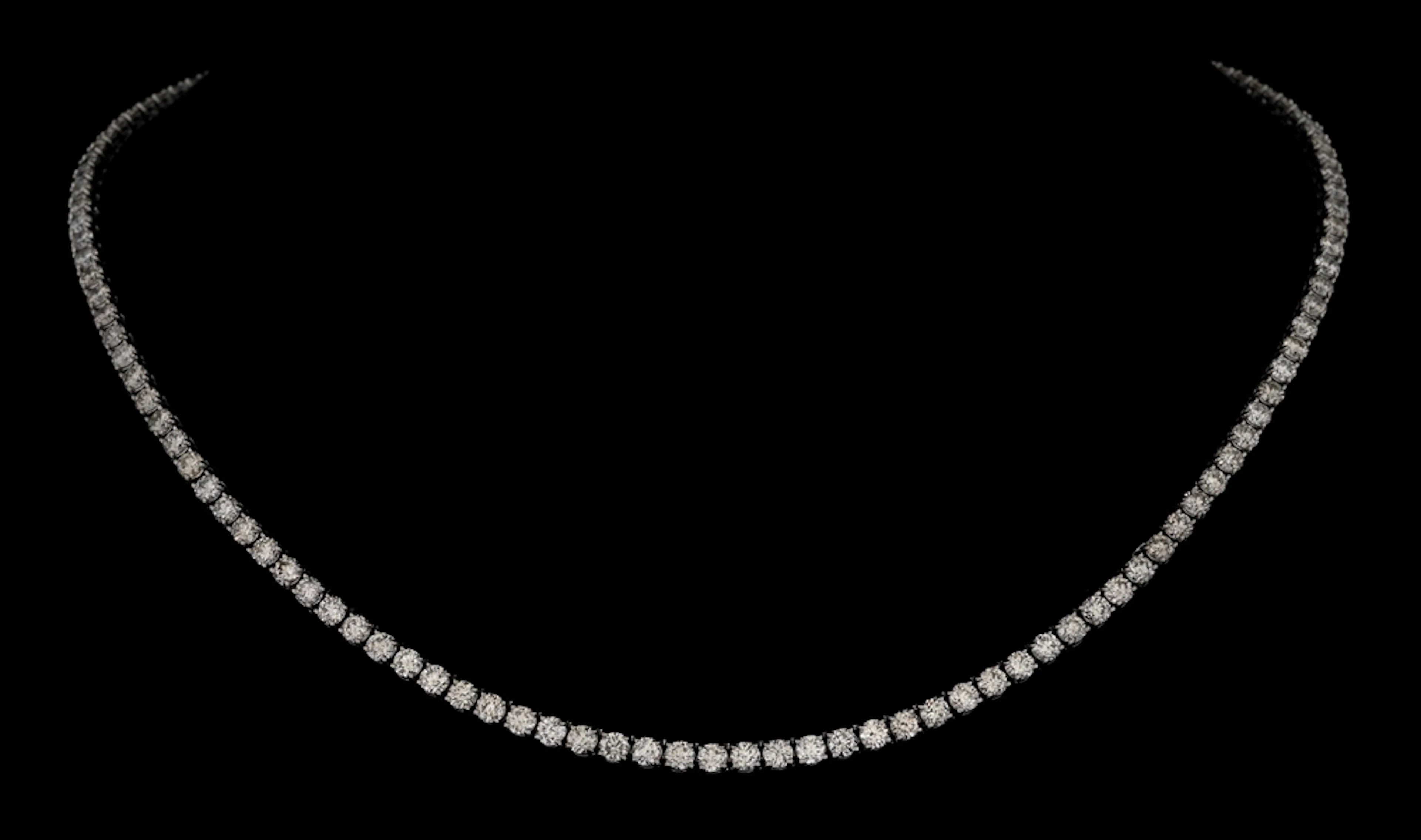 14K WHITE GOLD 10.78CT TW DIAMOND LINE NECKLACE W/REPORT
