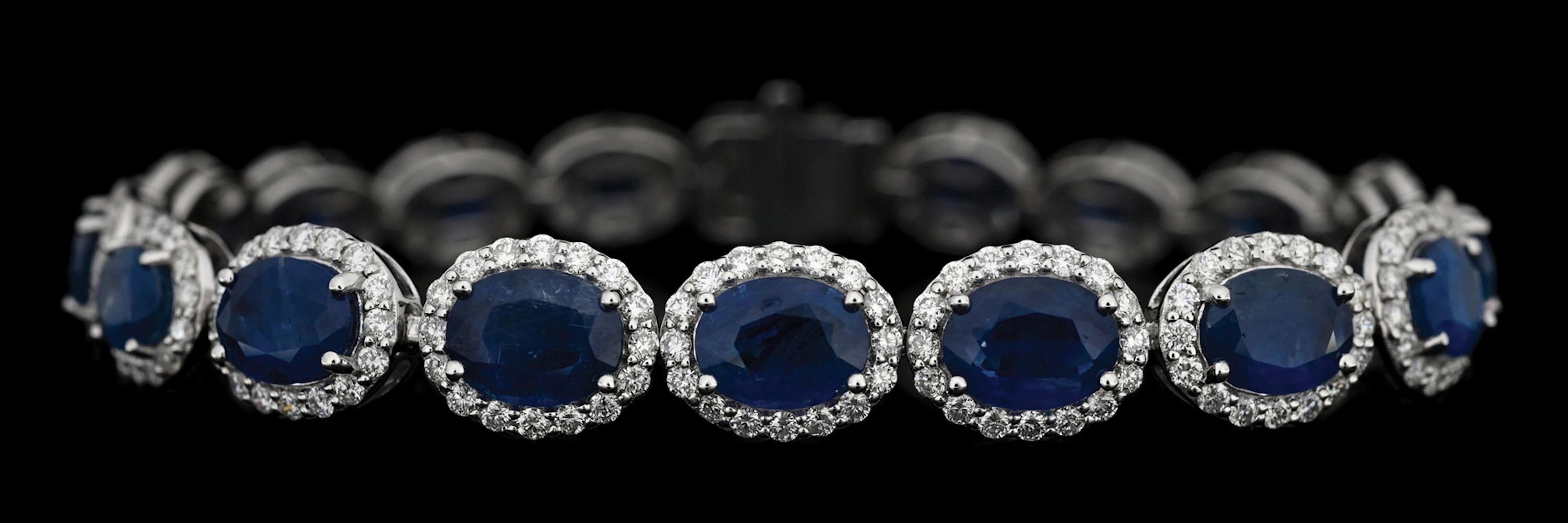 PLATINUM SAPPHIRE & DIAMOND BRACELET W/REPORT
