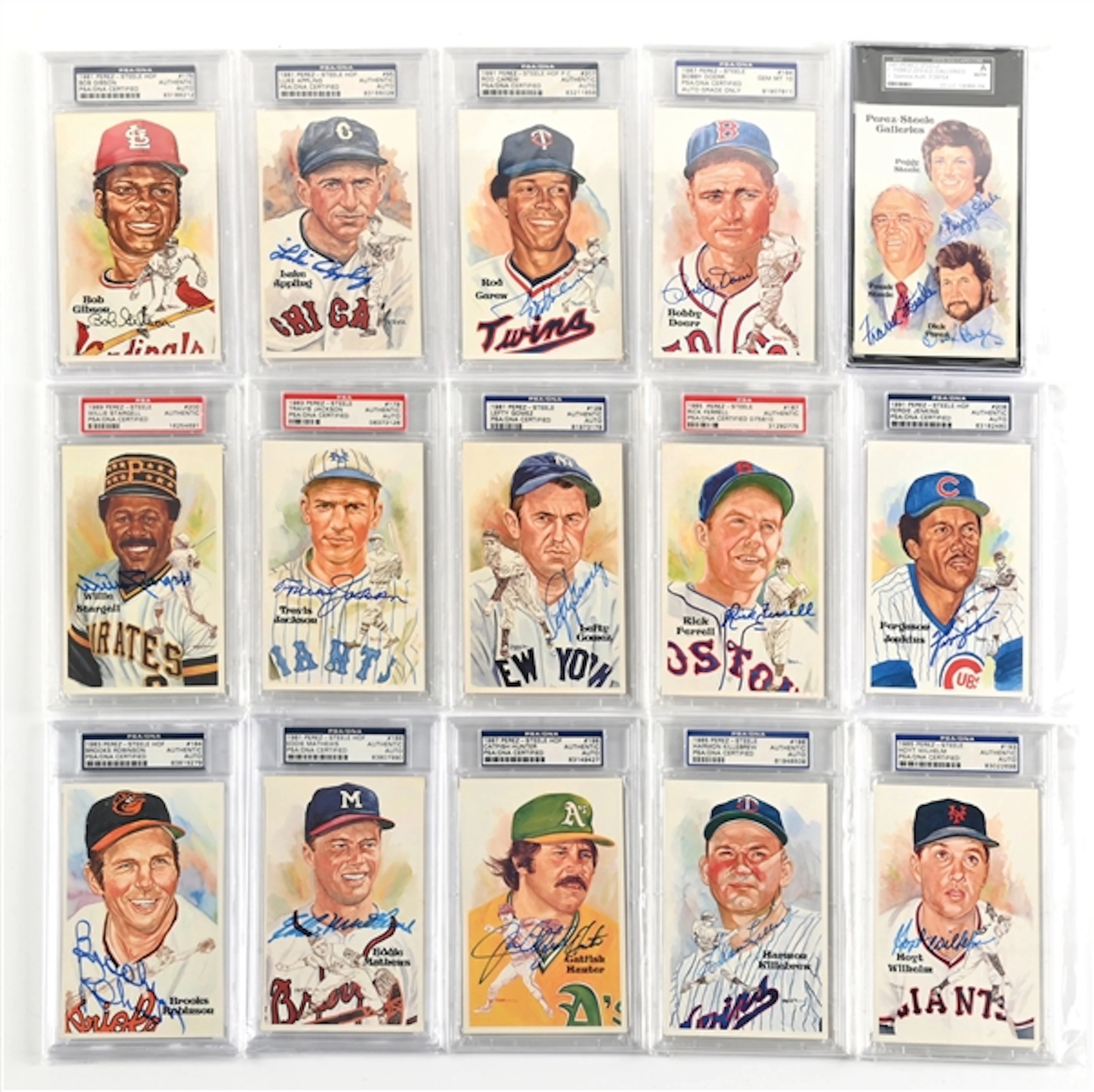 LOT OF 15: SIGNED PEREZ-STEELE BASEBALL CARDS