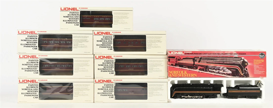 LOT OF 8: LIONEL O-GA. NORFOLK AND WESTERN 4-8-4 STEAM LOCO NO. 6-8100
