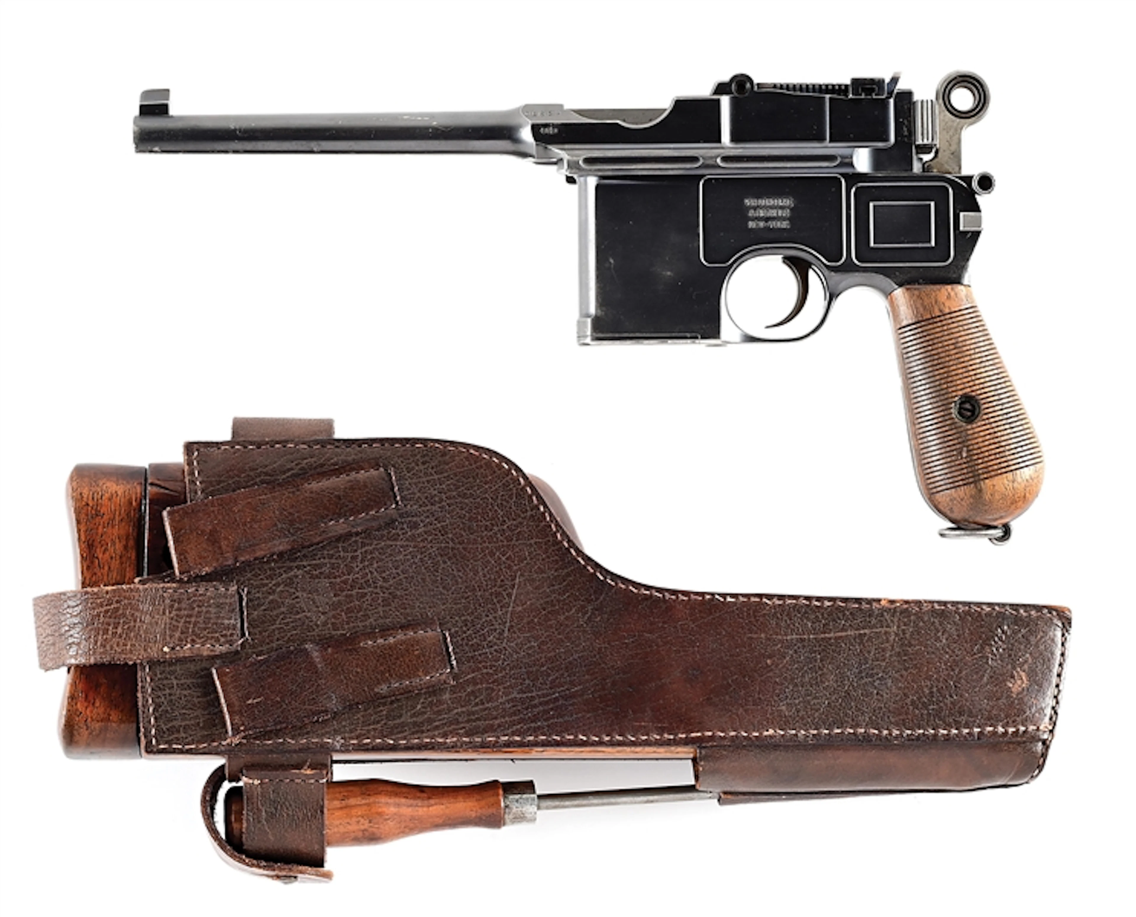 (C) MAUSER LARGE RING C96 PISTOL WITH STOCK AND HOLSTER RETAILED BY