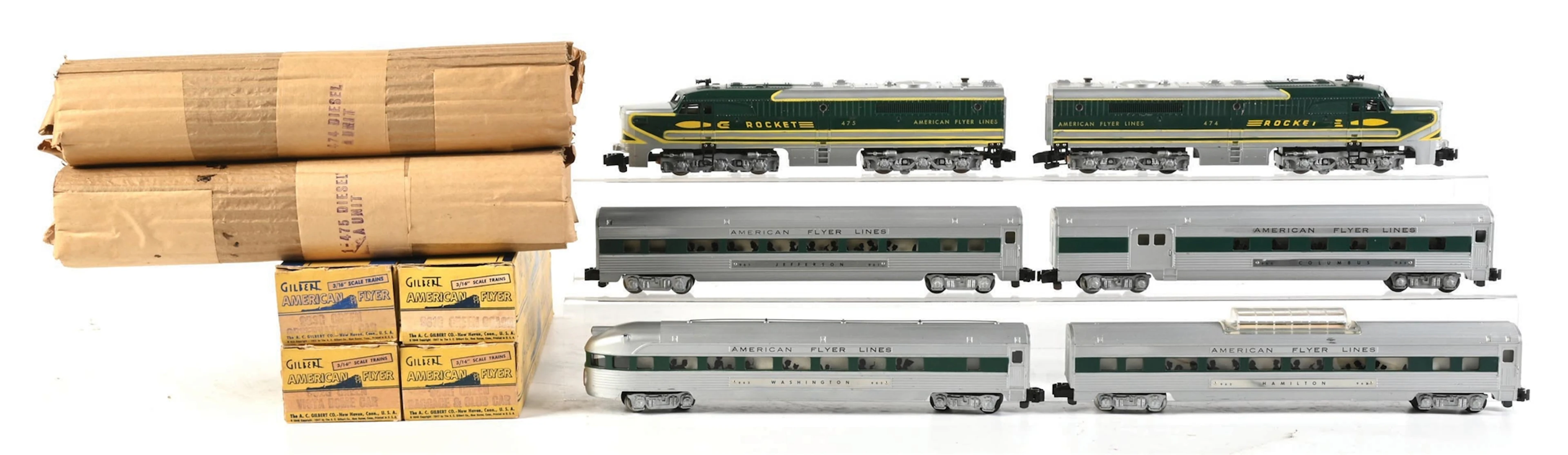 AMERICAN FLYER S-GA. ROCKET DIESEL LOCOMOTIVE PASSENGER SET