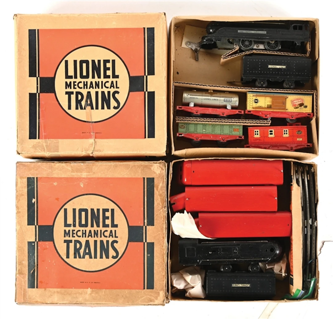LOT OF 2: PRE-WAR LIONEL O-GA. MECHANICAL TRAIN SETS