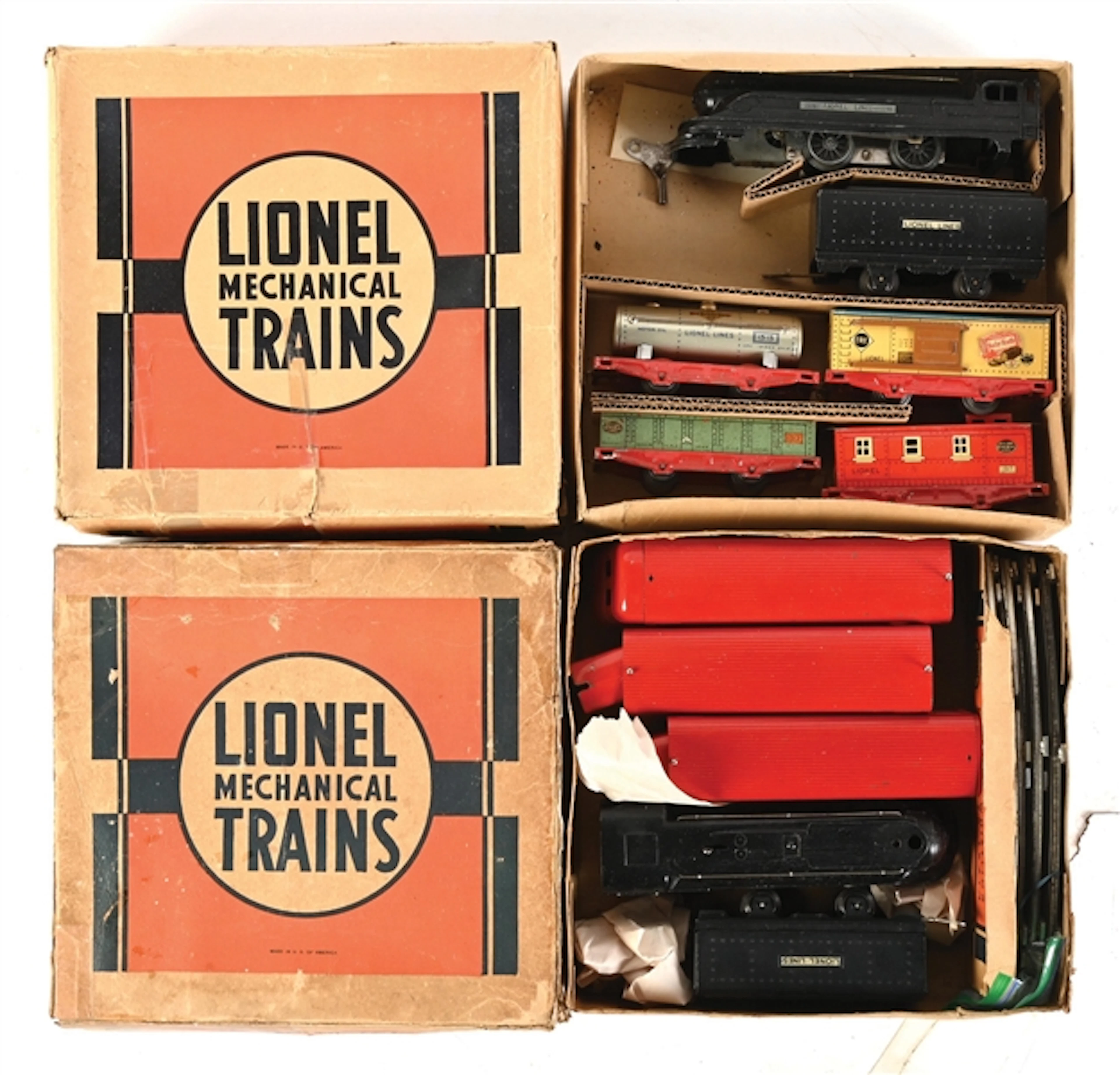 LOT OF 2: PRE-WAR LIONEL O-GA. MECHANICAL TRAIN SETS