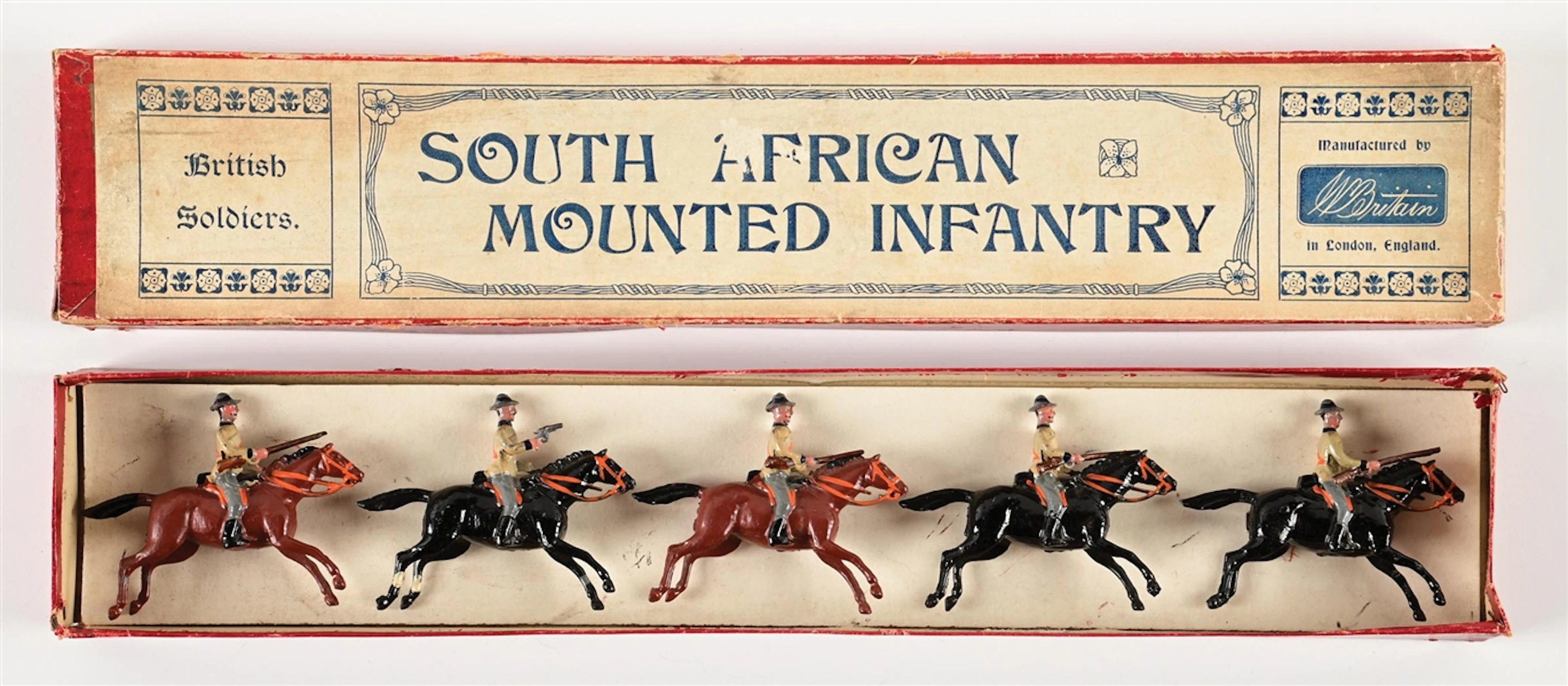 W. BRITAINS SOUTH AFRICAN MOUNTED INFANTRY SET NO. 38 W/ BOX