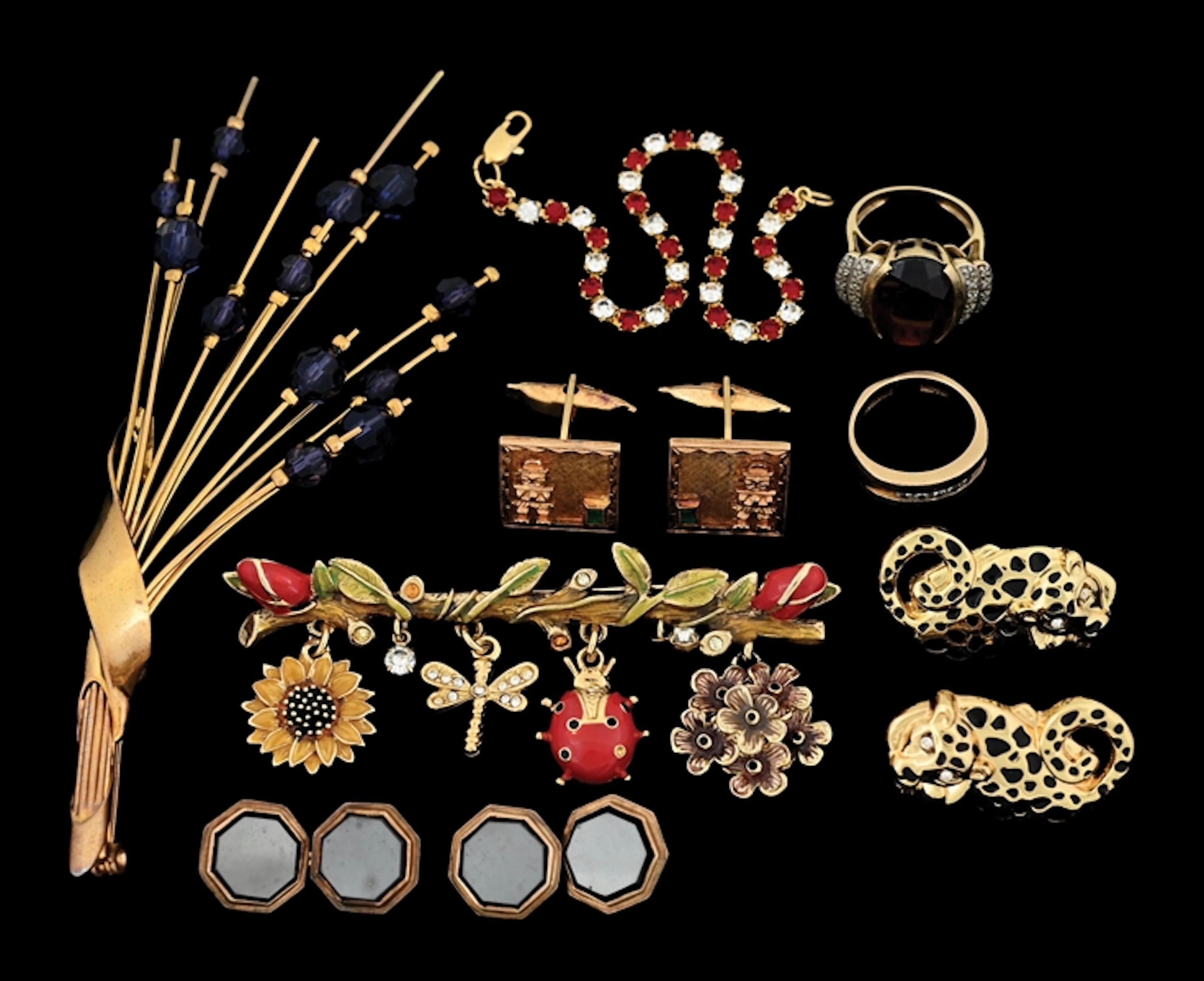 MIXED COLLECTION OF VARIOUS GOLD & COSTUME JEWELRY