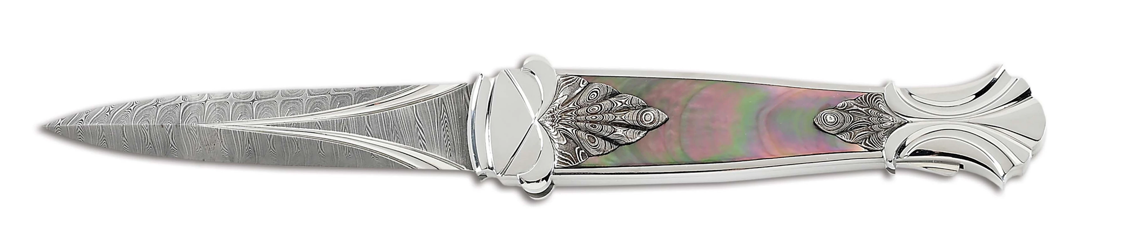 WOLFGANG LOERCHNER CUSTOM BLACK LIP TAHITIAN PEARL LOCKBACK DAGGER.