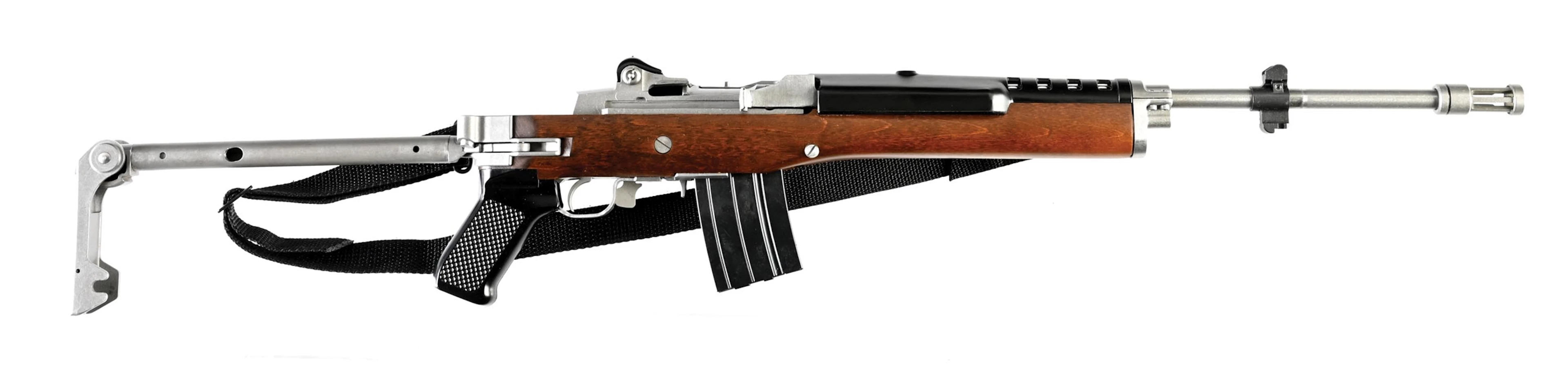 (M) RUGER MINI-14 GB FOLDER SEMI-AUTOMATIC RIFLE WITH BOX.