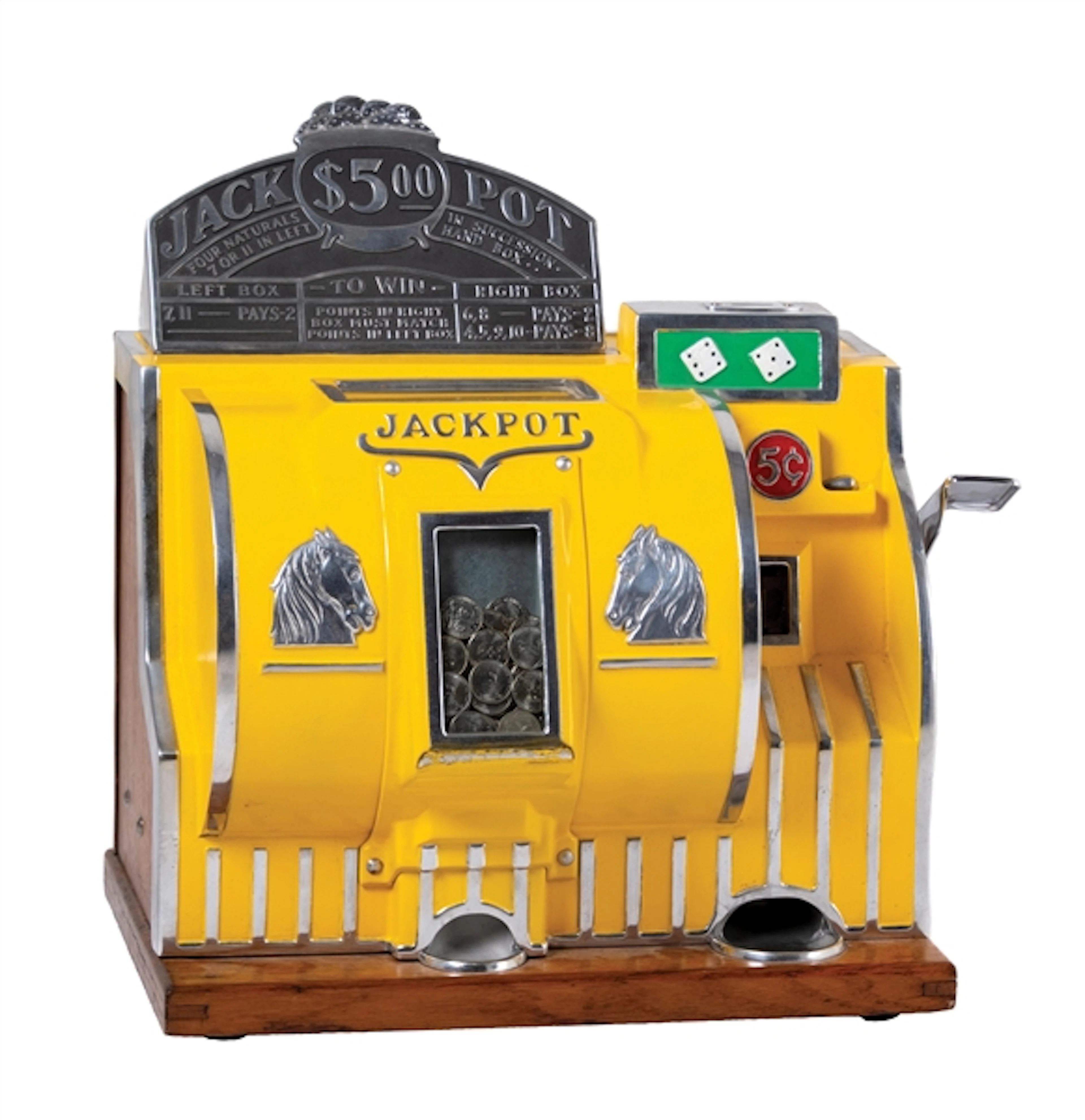 5¢ BALLY RELIANCE DICE SLOT MACHINE WITH JACKPOT