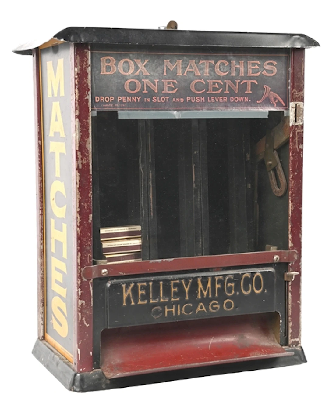 1¢ KELLY MFG. CO. BOX MATCHES VENDING MACHINE