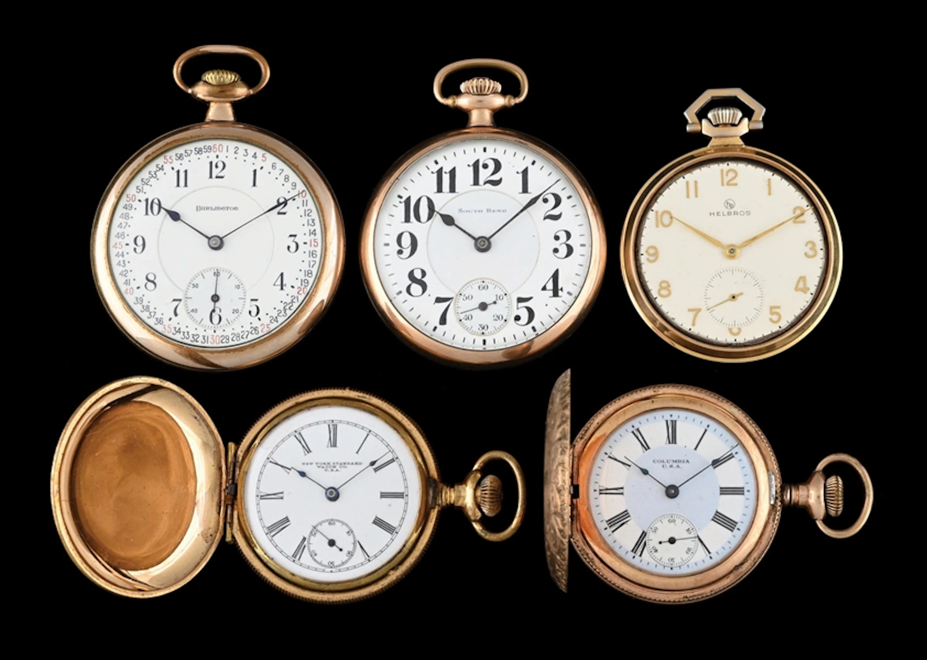 LOT OF 5: VARIOUS BRAND POCKET WATCHES