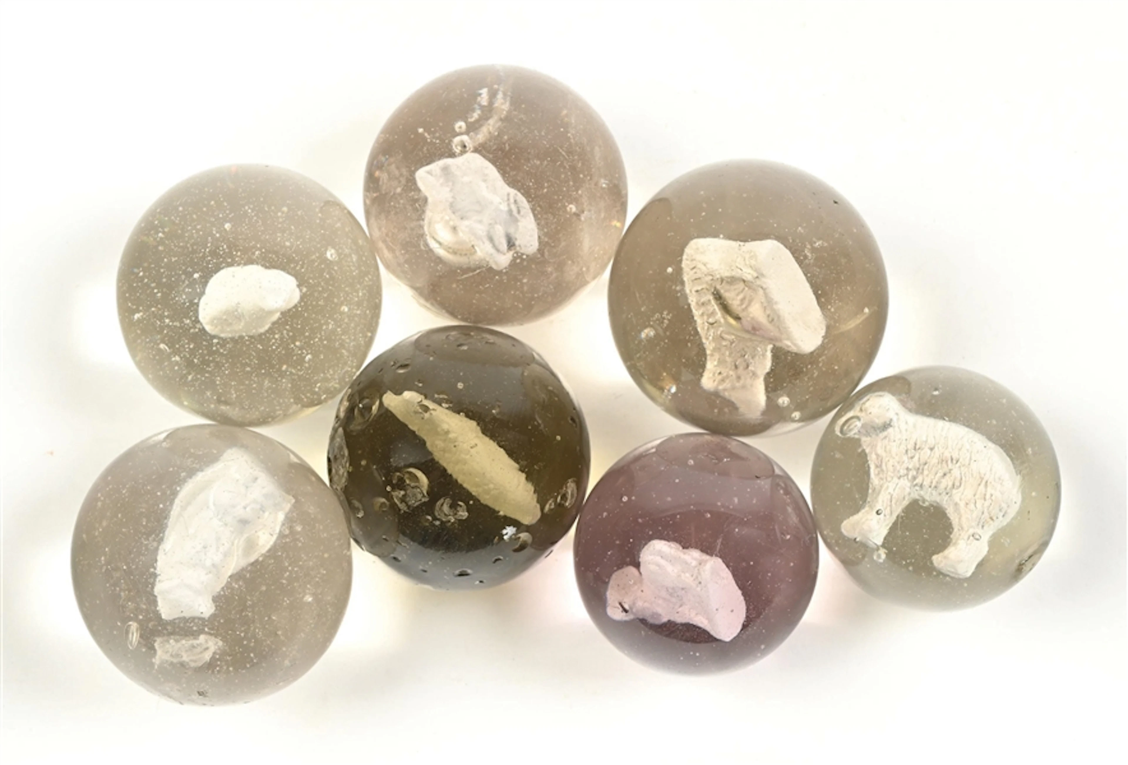 LOT OF 7: SULPHIDE MARBLES