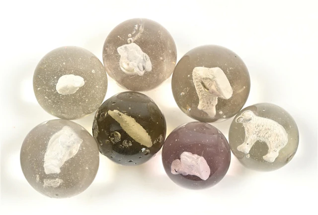 LOT OF 7: SULPHIDE MARBLES