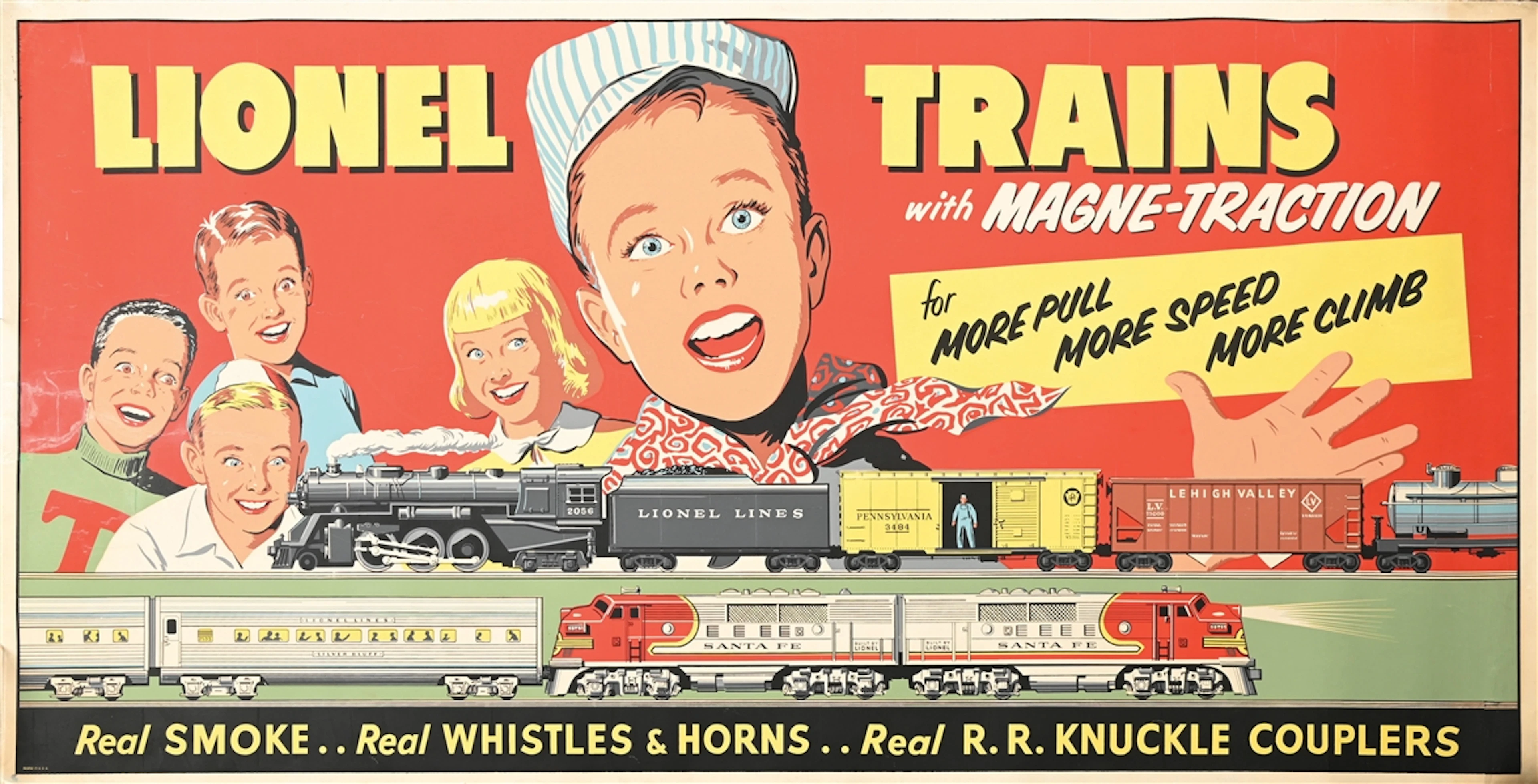 1952 LIONEL TRAINS LARGE DEALER PROMOTIONAL WALL POSTER